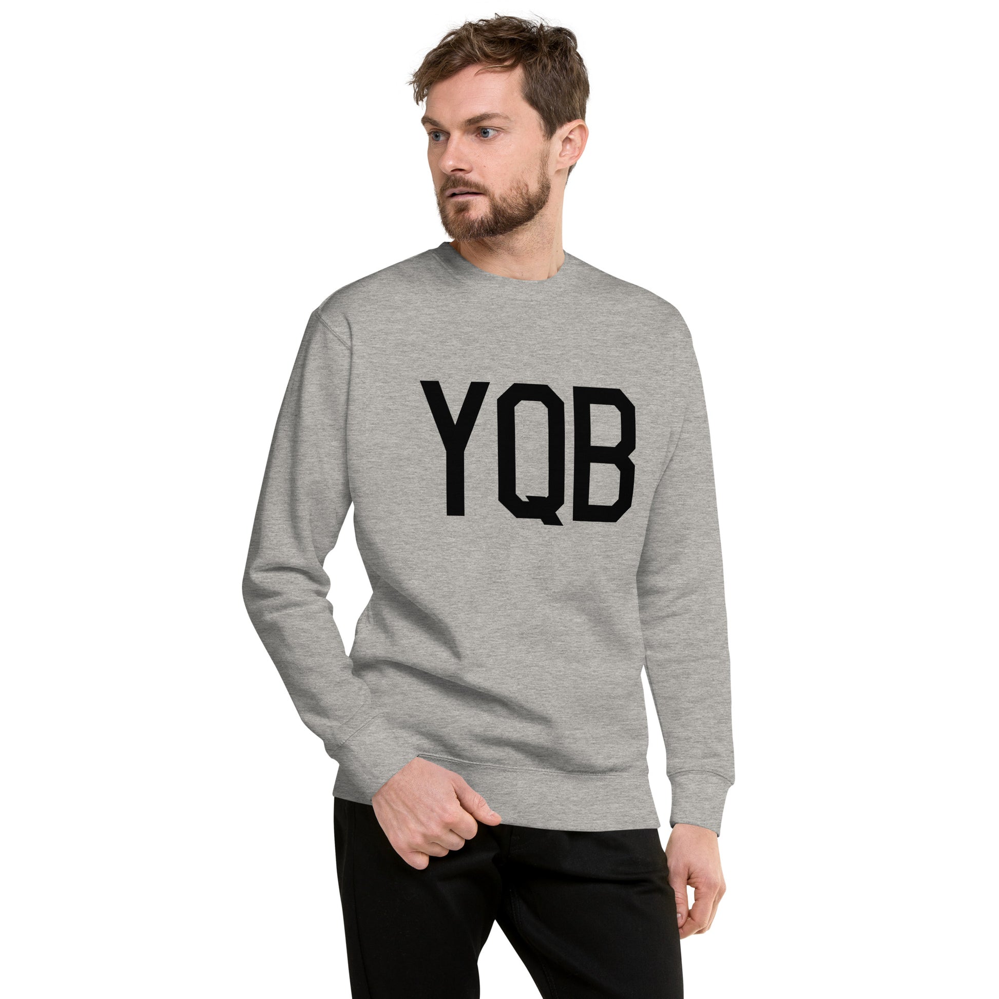 Aviation-Theme Premium Sweatshirt - Black • YQB Quebec City • YHM Designs - Image 01