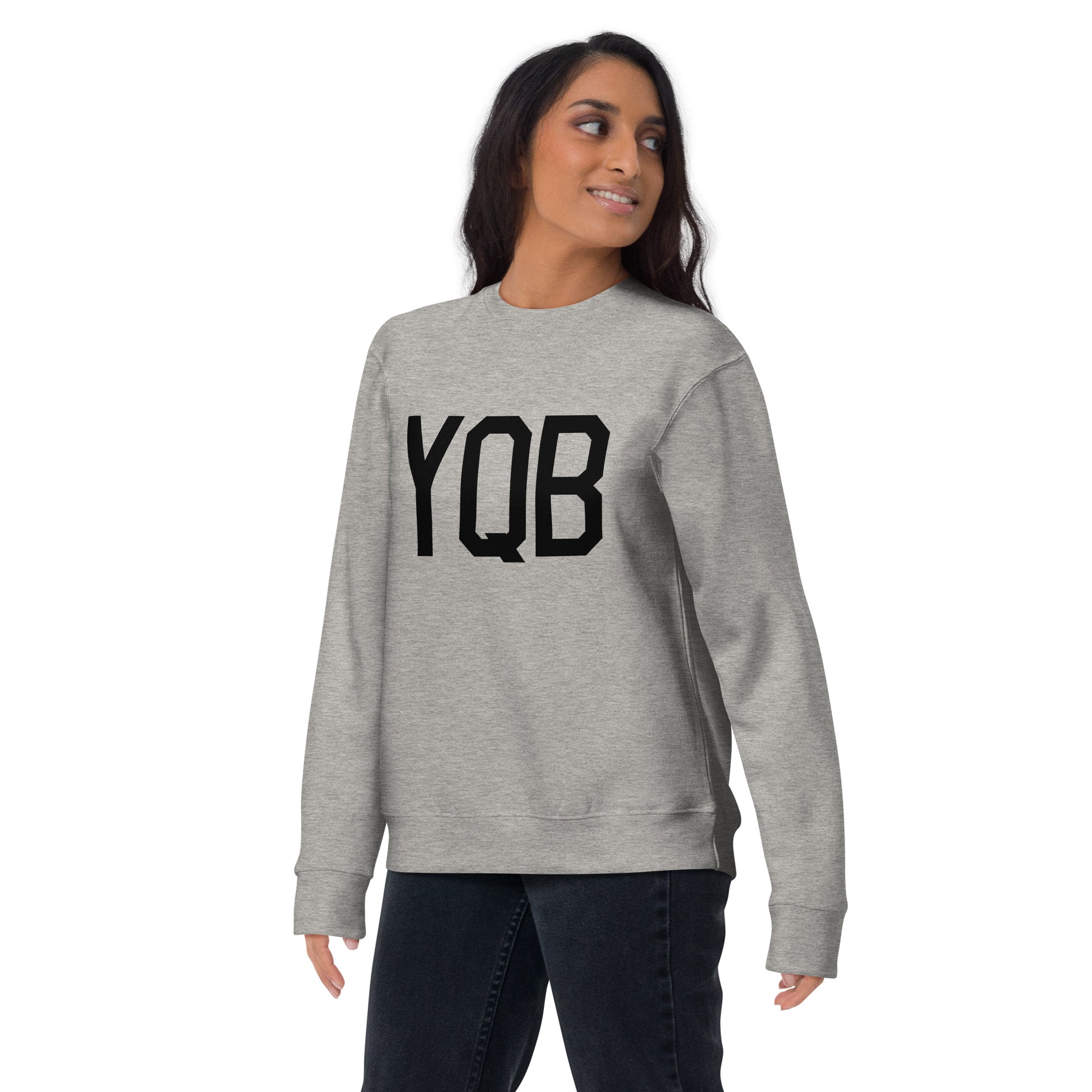 Aviation-Theme Premium Sweatshirt - Black • YQB Quebec City • YHM Designs - Image 05