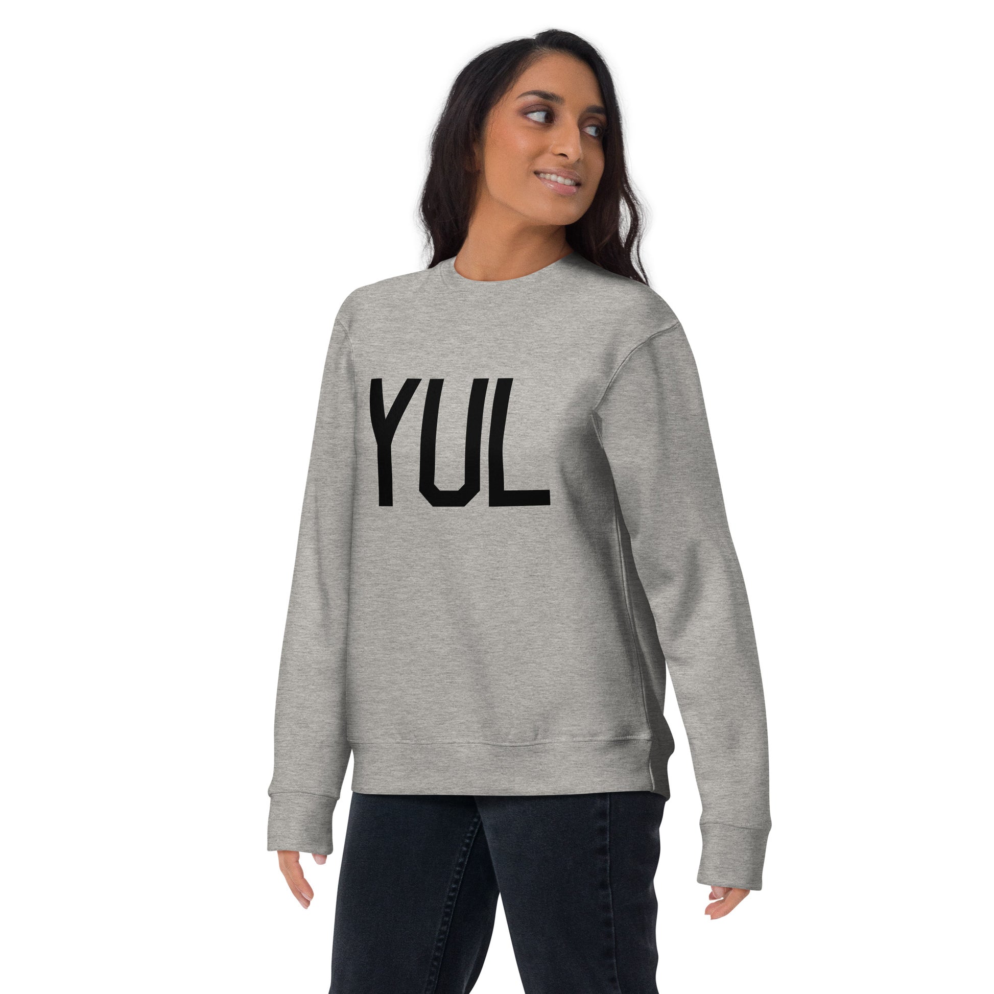 Aviation-Theme Premium Sweatshirt - Black • YUL Montreal • YHM Designs - Image 05