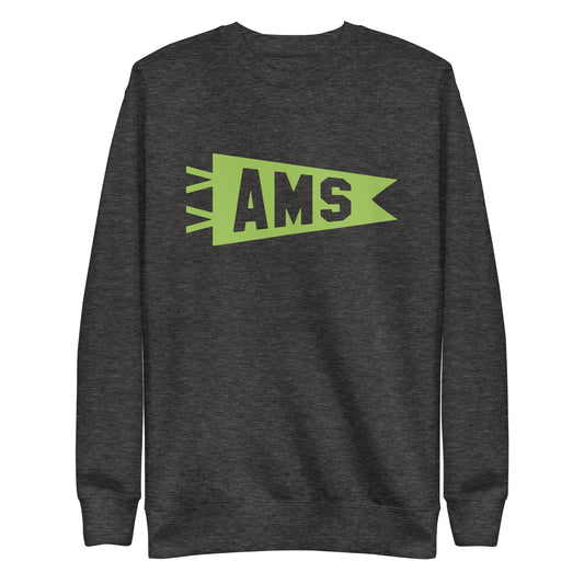 Airport Code Premium Sweatshirt - Green Graphic • AMS Amsterdam • YHM Designs - Image 02