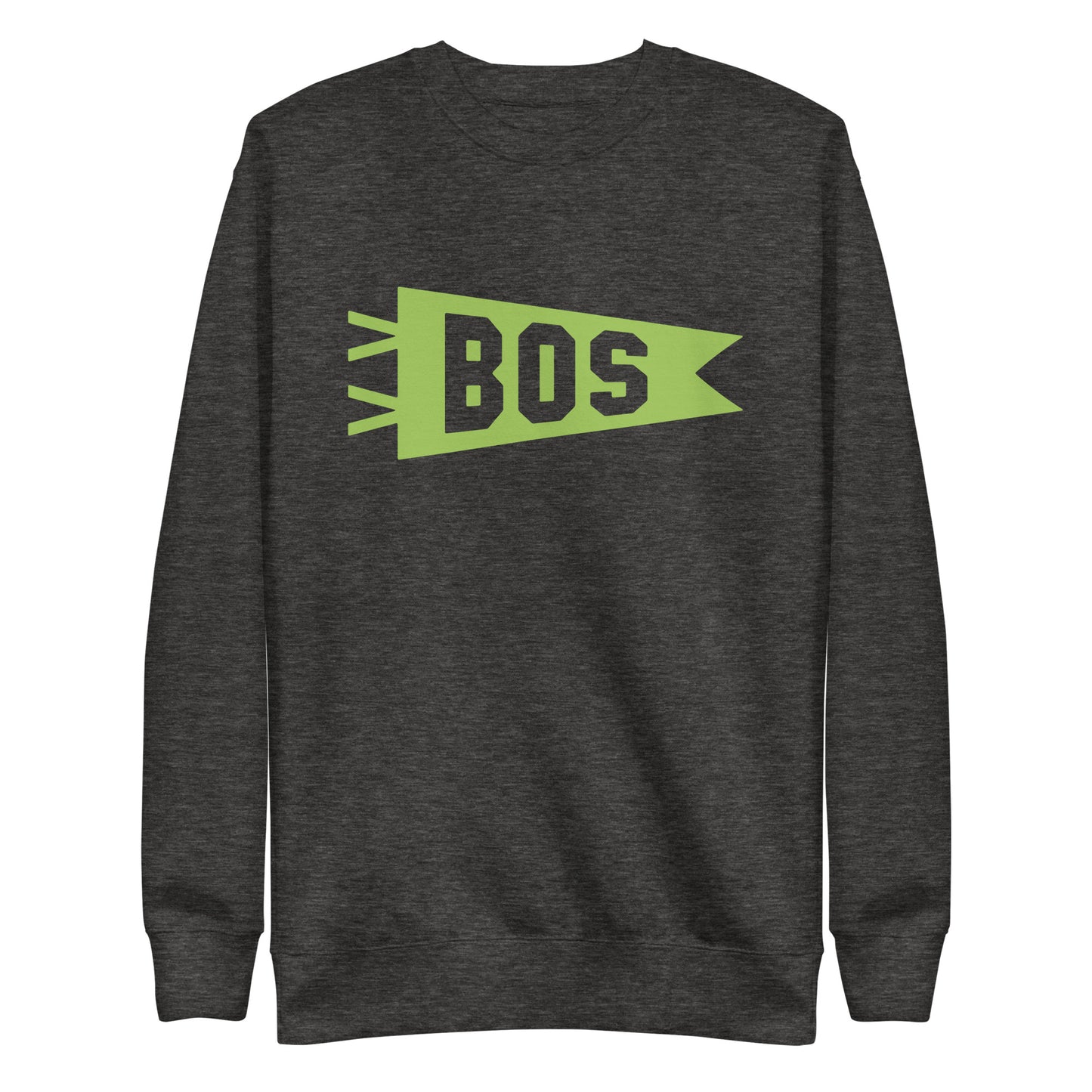 Airport Code Premium Sweatshirt - Green Graphic • BOS Boston • YHM Designs - Image 02