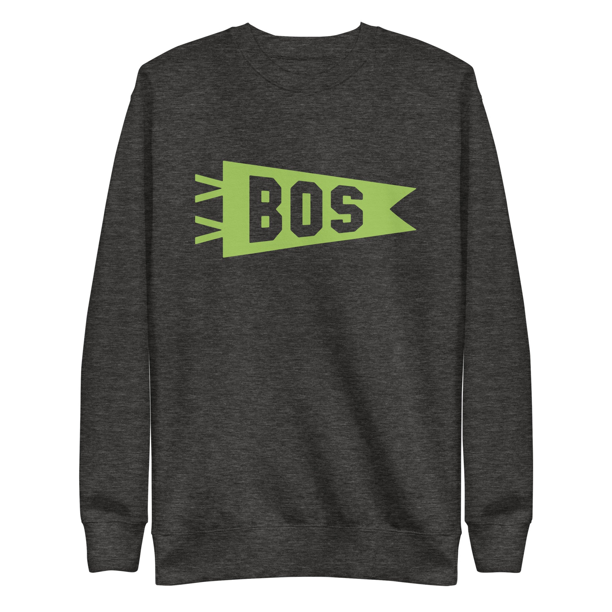 Airport Code Premium Sweatshirt - Green Graphic • BOS Boston • YHM Designs - Image 02