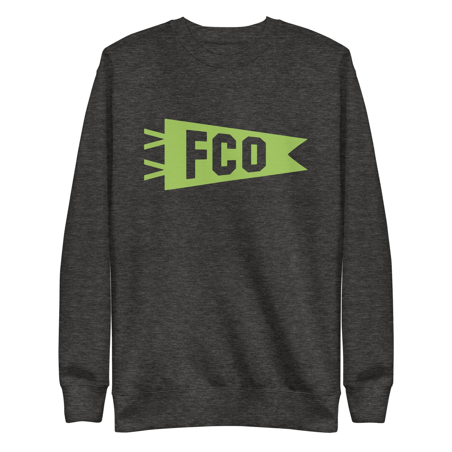 Airport Code Premium Sweatshirt - Green Graphic • FCO Rome • YHM Designs - Image 02