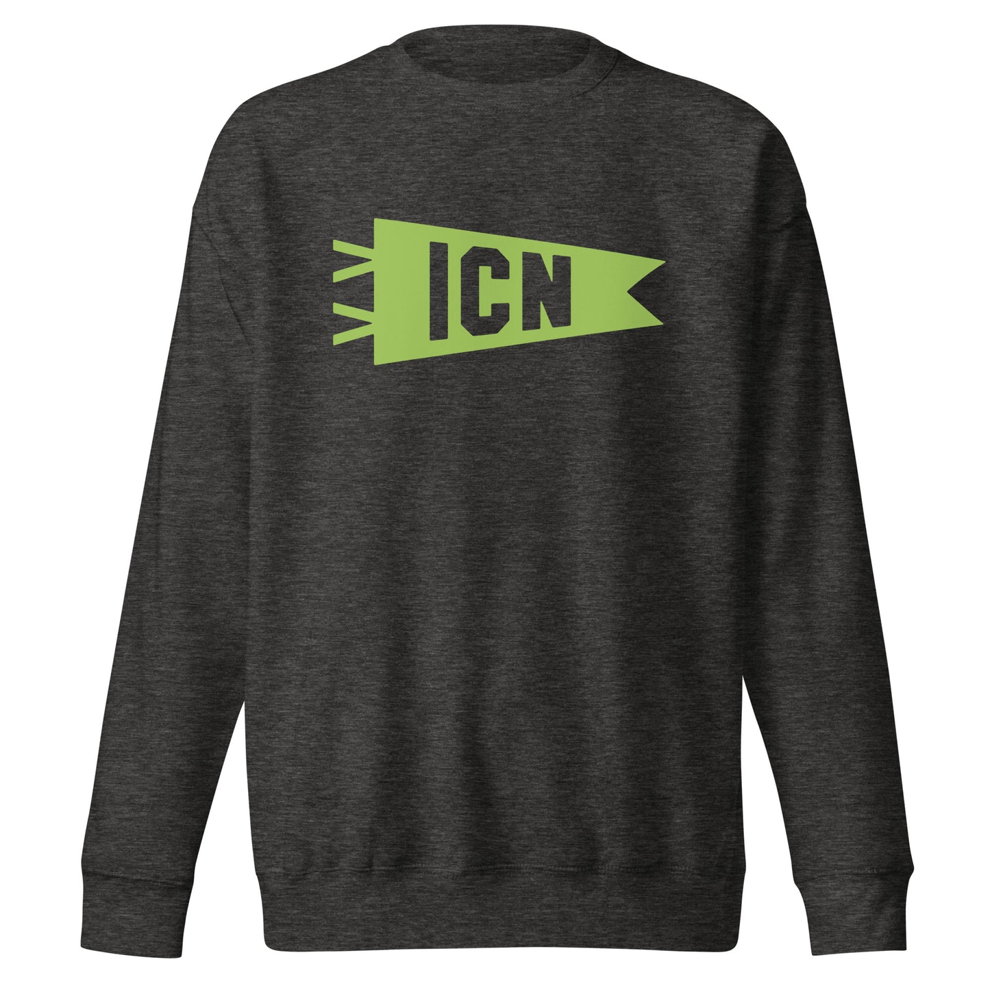 Airport Code Premium Sweatshirt - Green Graphic • ICN Seoul • YHM Designs - Image 08