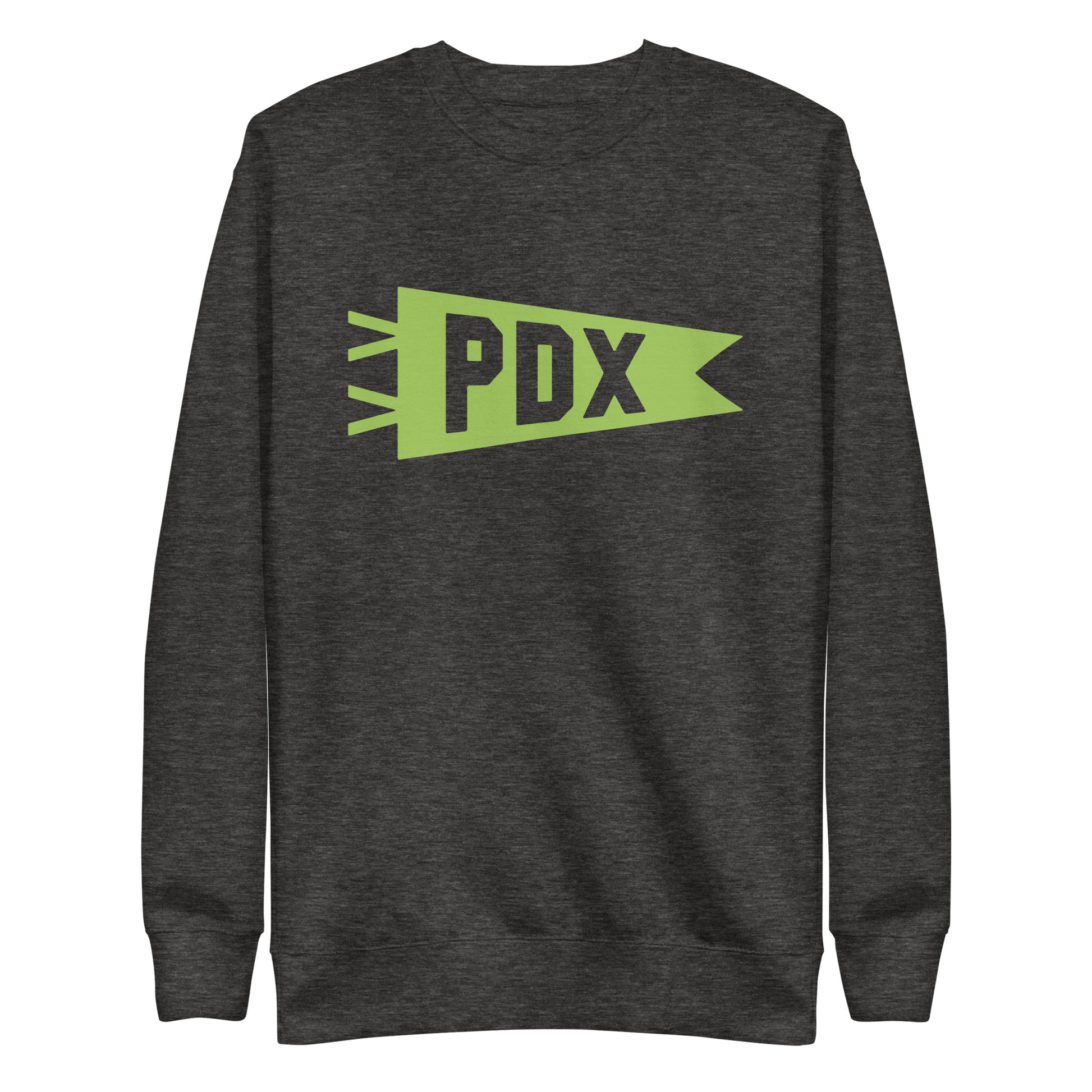 Airport Code Premium Sweatshirt - Green Graphic • PDX Portland • YHM Designs - Image 02