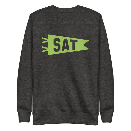 Airport Code Premium Sweatshirt - Green Graphic • SAT San Antonio • YHM Designs - Image 02