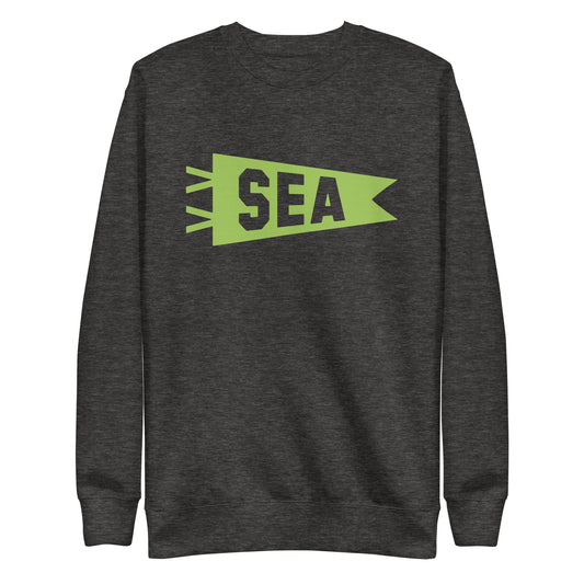 Airport Code Premium Sweatshirt - Green Graphic • SEA Seattle • YHM Designs - Image 02