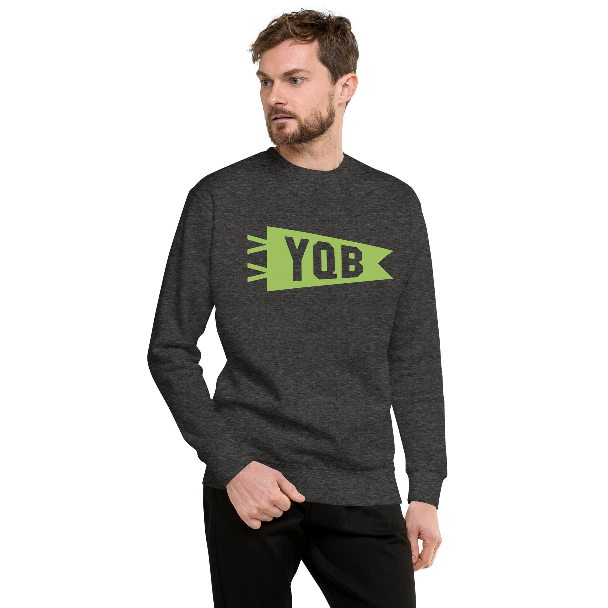 Airport Code Premium Sweatshirt - Green Graphic • YQB Quebec City • YHM Designs - Image 10