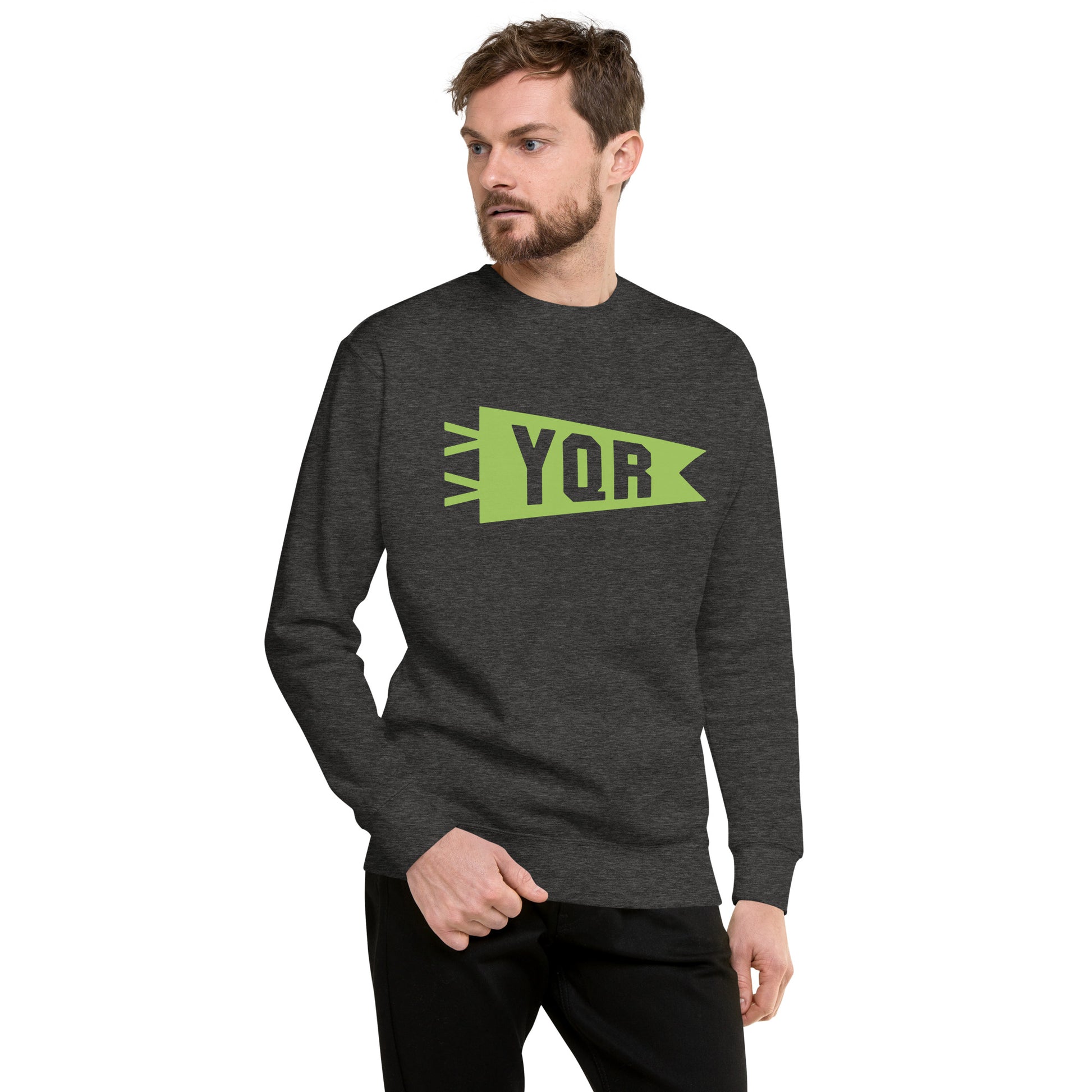 Airport Code Premium Sweatshirt - Green Graphic • YQR Regina • YHM Designs - Image 10