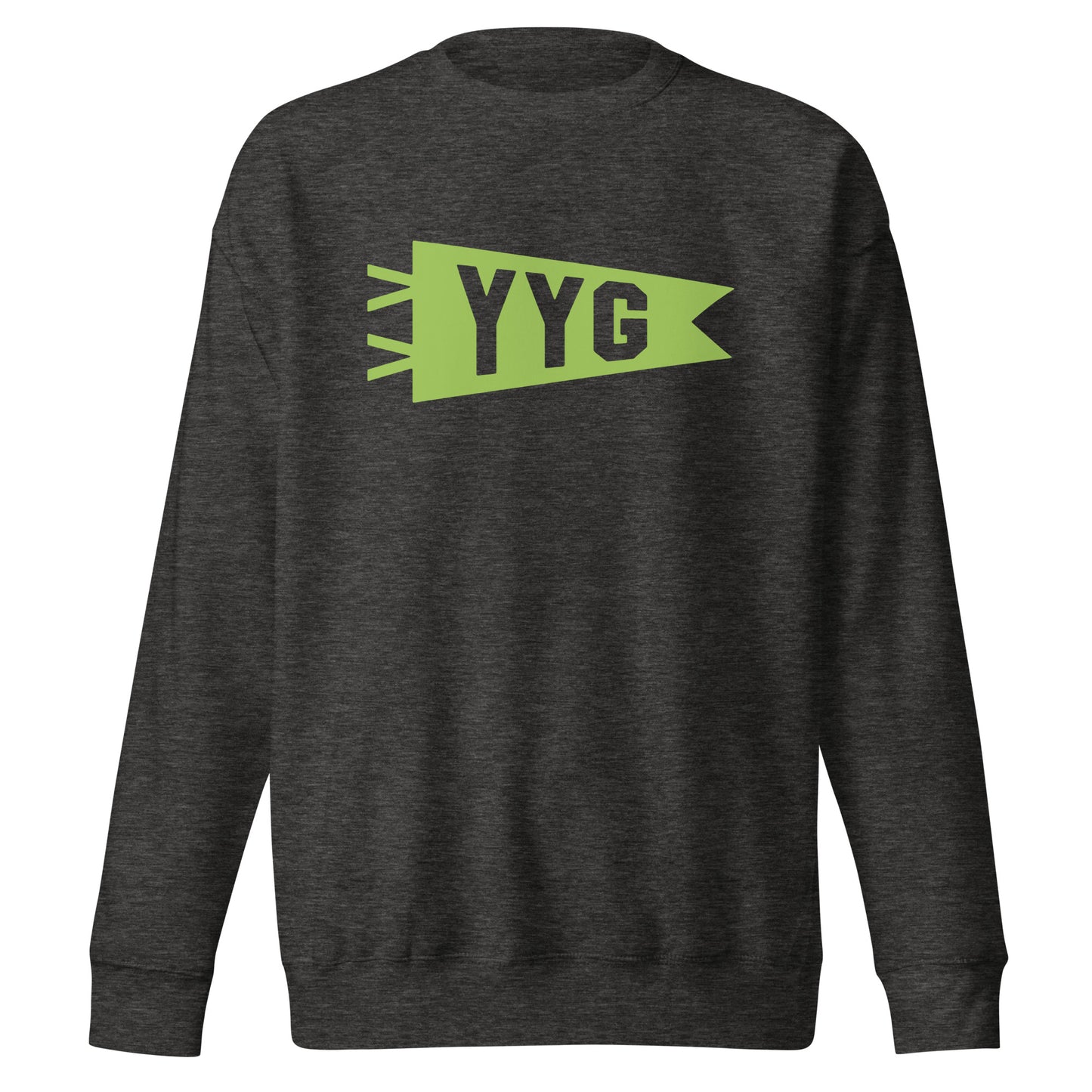 Airport Code Premium Sweatshirt - Green Graphic • YYG Charlottetown • YHM Designs - Image 08