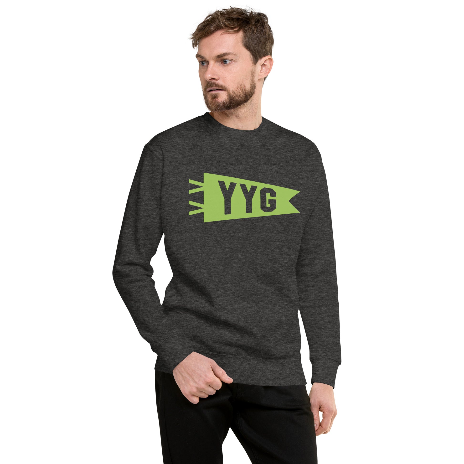 Airport Code Premium Sweatshirt - Green Graphic • YYG Charlottetown • YHM Designs - Image 10