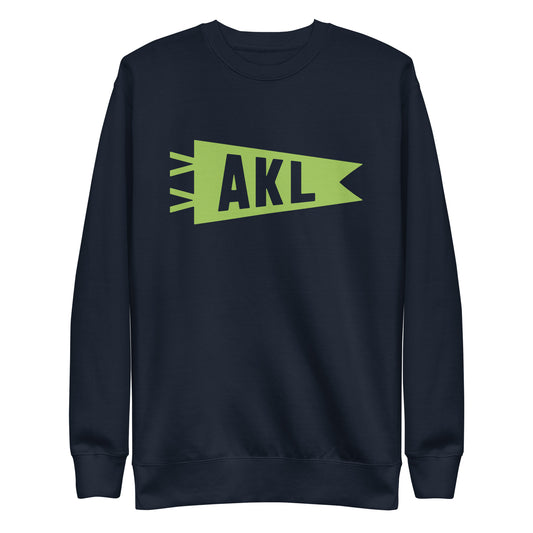 Airport Code Premium Sweatshirt - Green Graphic • AKL Auckland • YHM Designs - Image 01
