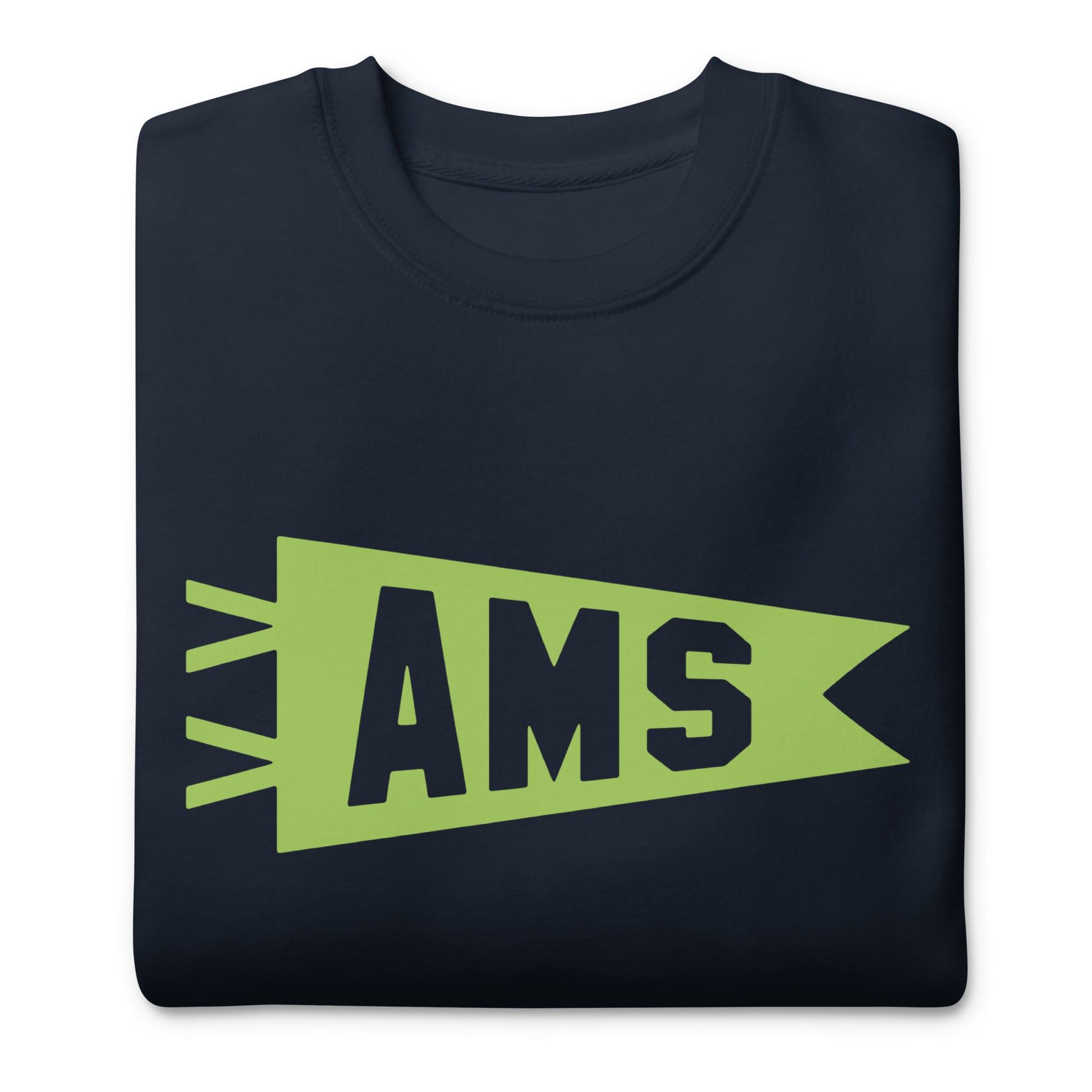 Airport Code Premium Sweatshirt - Green Graphic • AMS Amsterdam • YHM Designs - Image 03