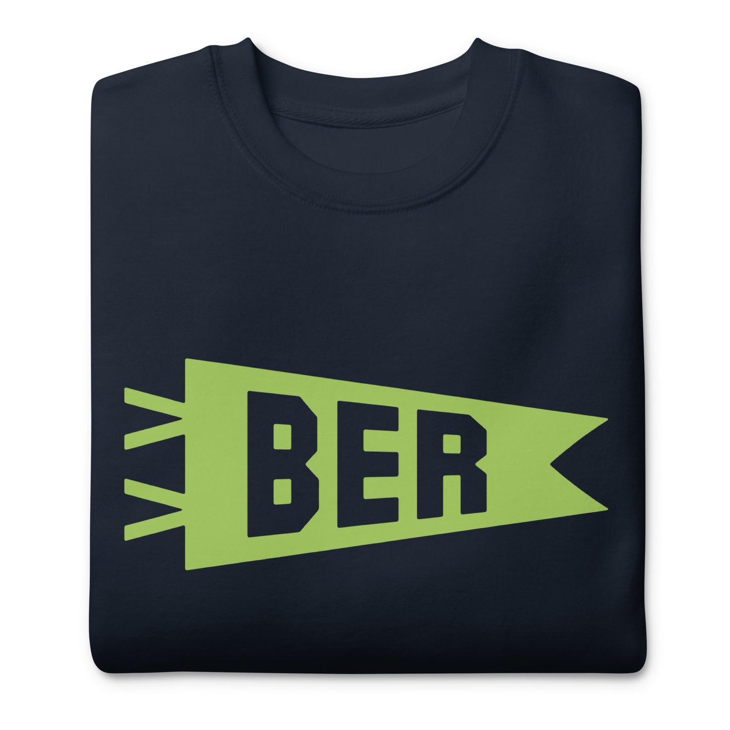Airport Code Premium Sweatshirt - Green Graphic • BER Berlin • YHM Designs - Image 03