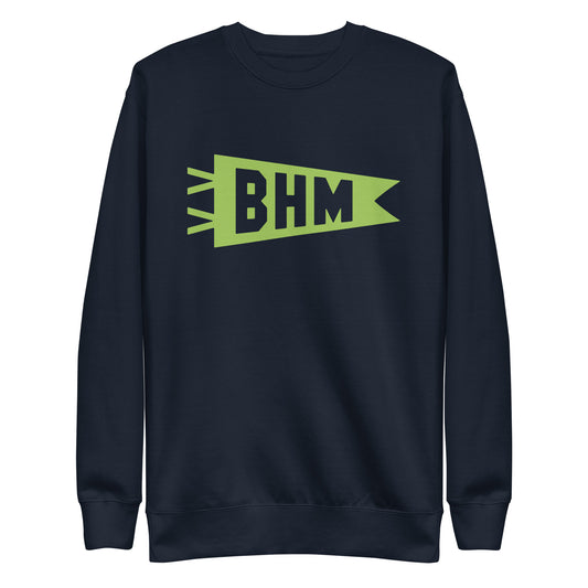 Airport Code Premium Sweatshirt - Green Graphic • BHM Birmingham • YHM Designs - Image 01