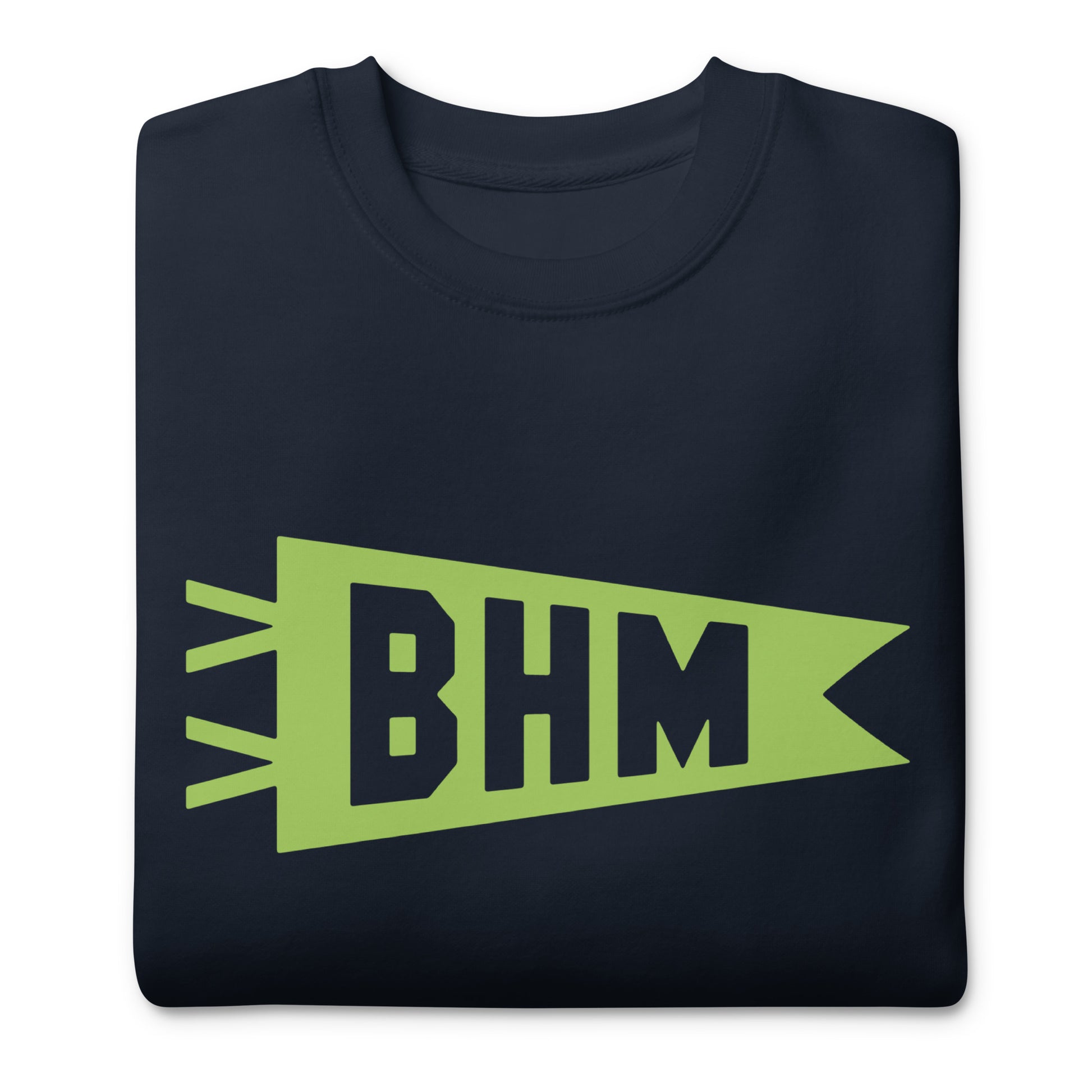Airport Code Premium Sweatshirt - Green Graphic • BHM Birmingham • YHM Designs - Image 03
