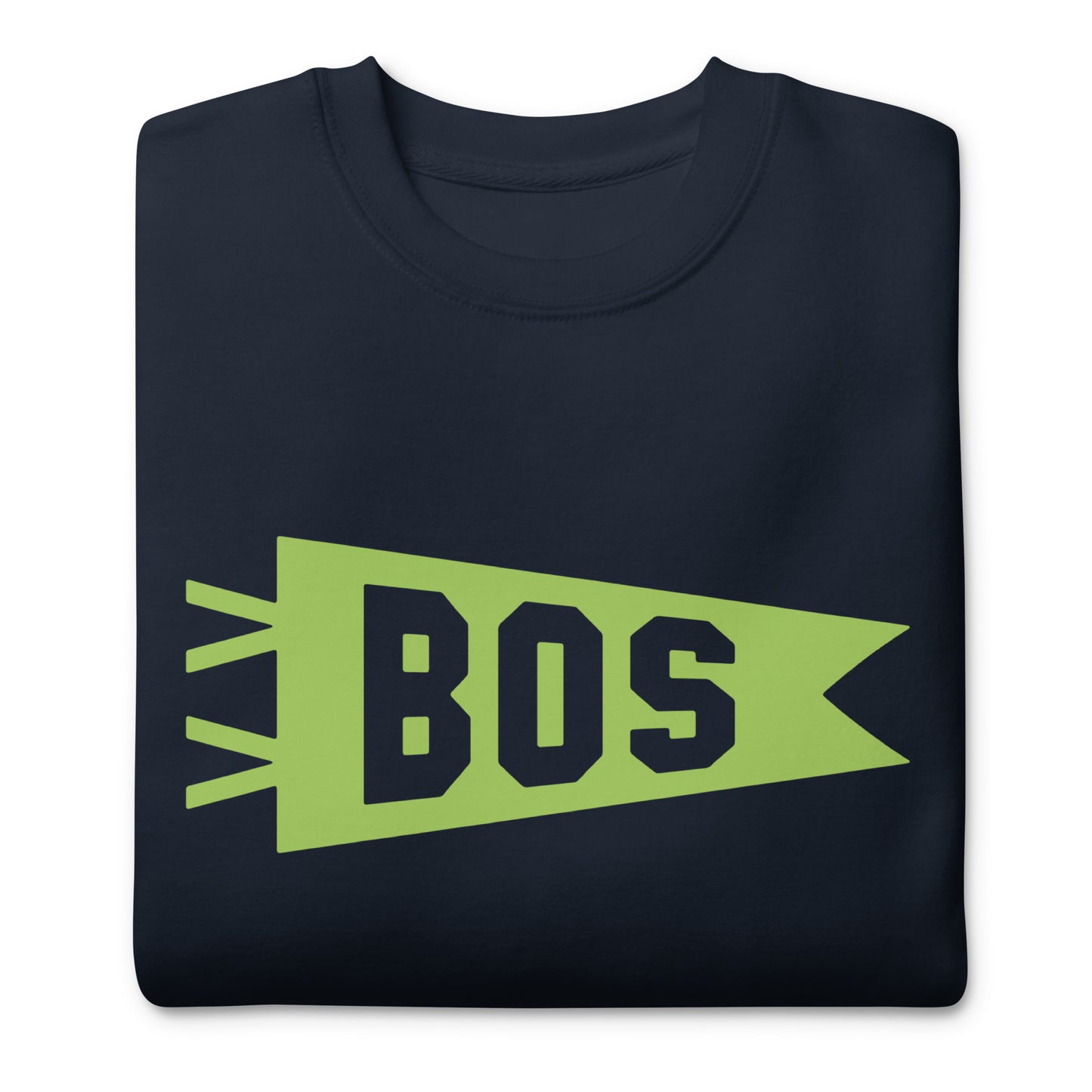 Airport Code Premium Sweatshirt - Green Graphic • BOS Boston • YHM Designs - Image 03