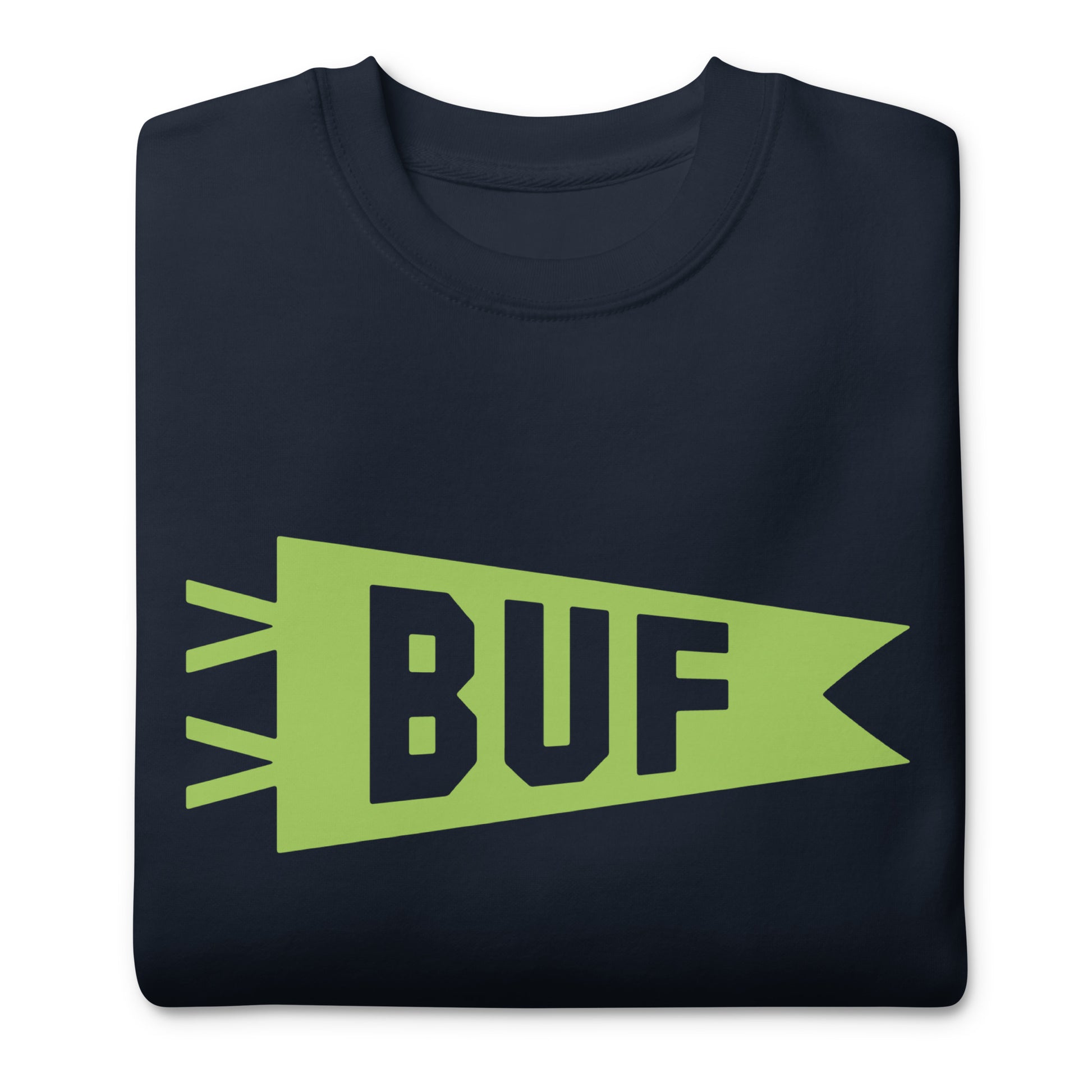 Airport Code Premium Sweatshirt - Green Graphic • BUF Buffalo • YHM Designs - Image 03