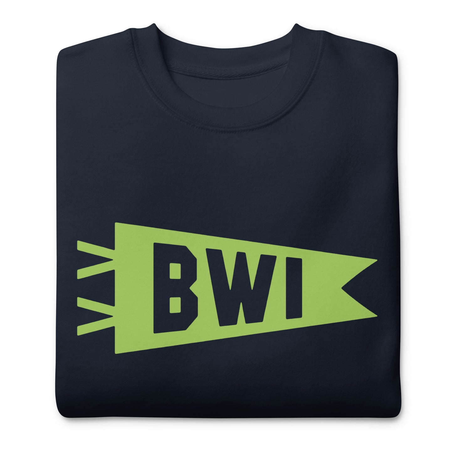 Airport Code Premium Sweatshirt - Green Graphic • BWI Baltimore • YHM Designs - Image 03