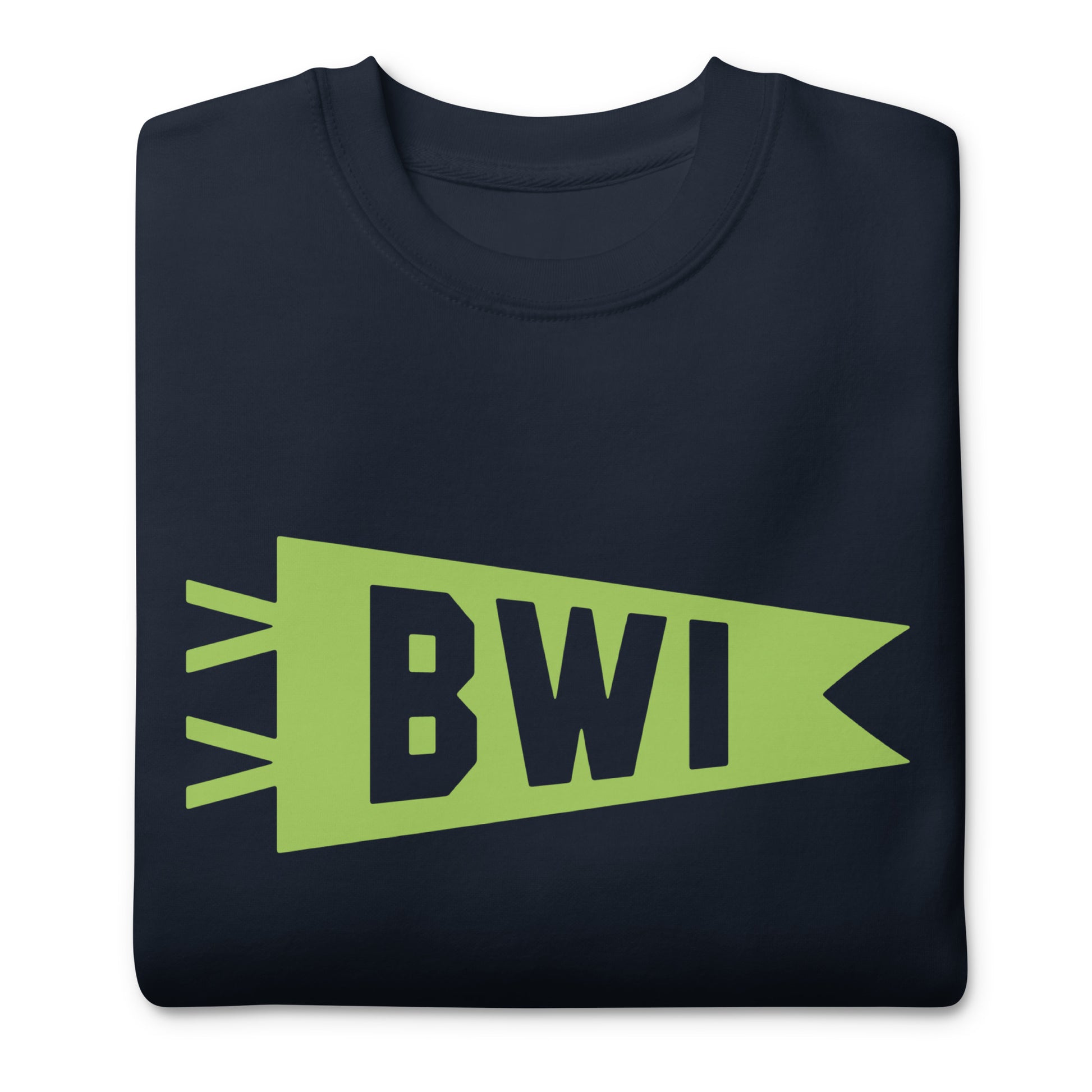 BWI Baltimore Premium Sweatshirt • Banner Design in Green • YHM Designs - Image 03