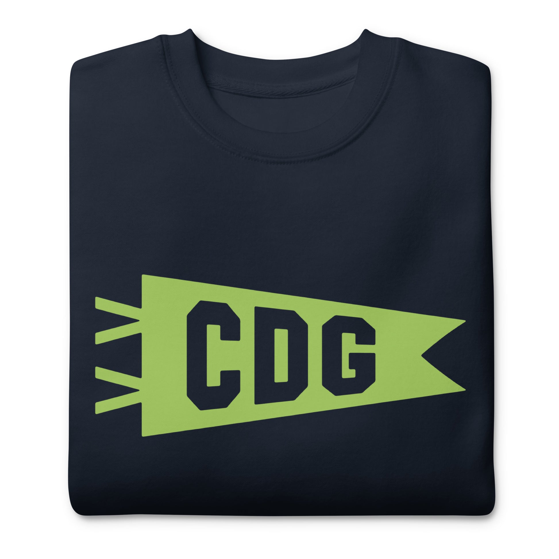 Airport Code Premium Sweatshirt - Green Graphic • CDG Paris • YHM Designs - Image 03