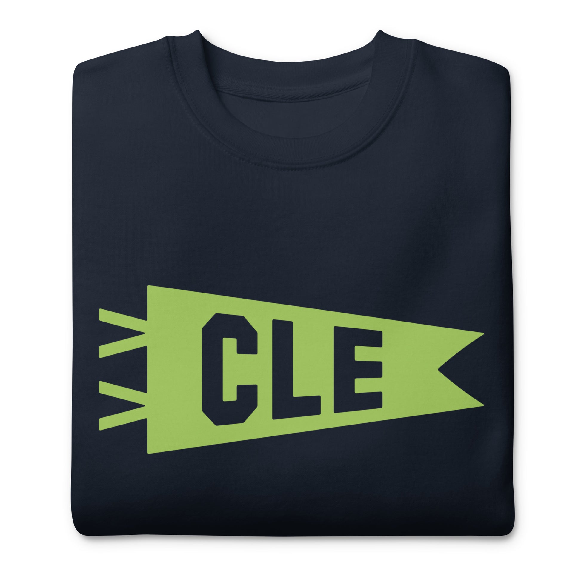 Airport Code Premium Sweatshirt - Green Graphic • CLE Cleveland • YHM Designs - Image 03