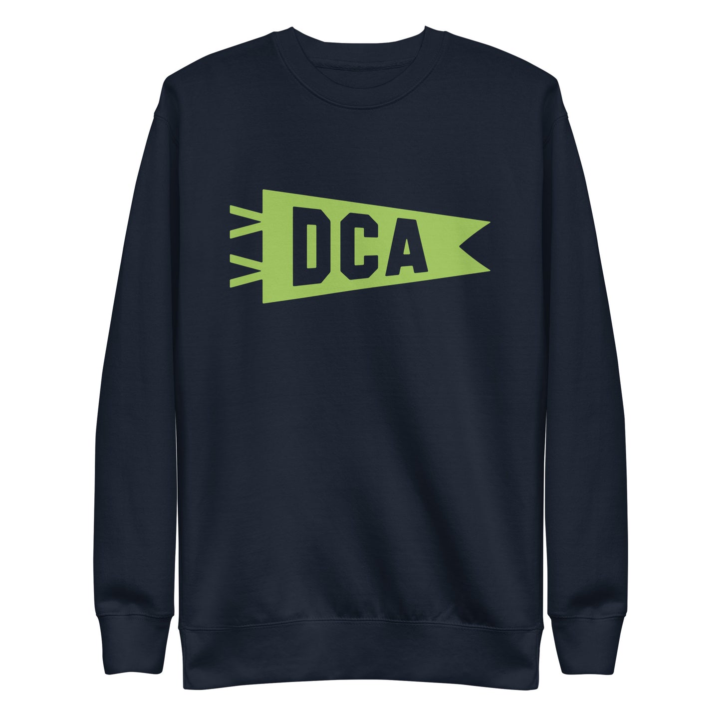 Airport Code Premium Sweatshirt - Green Graphic • DCA Washington • YHM Designs - Image 01