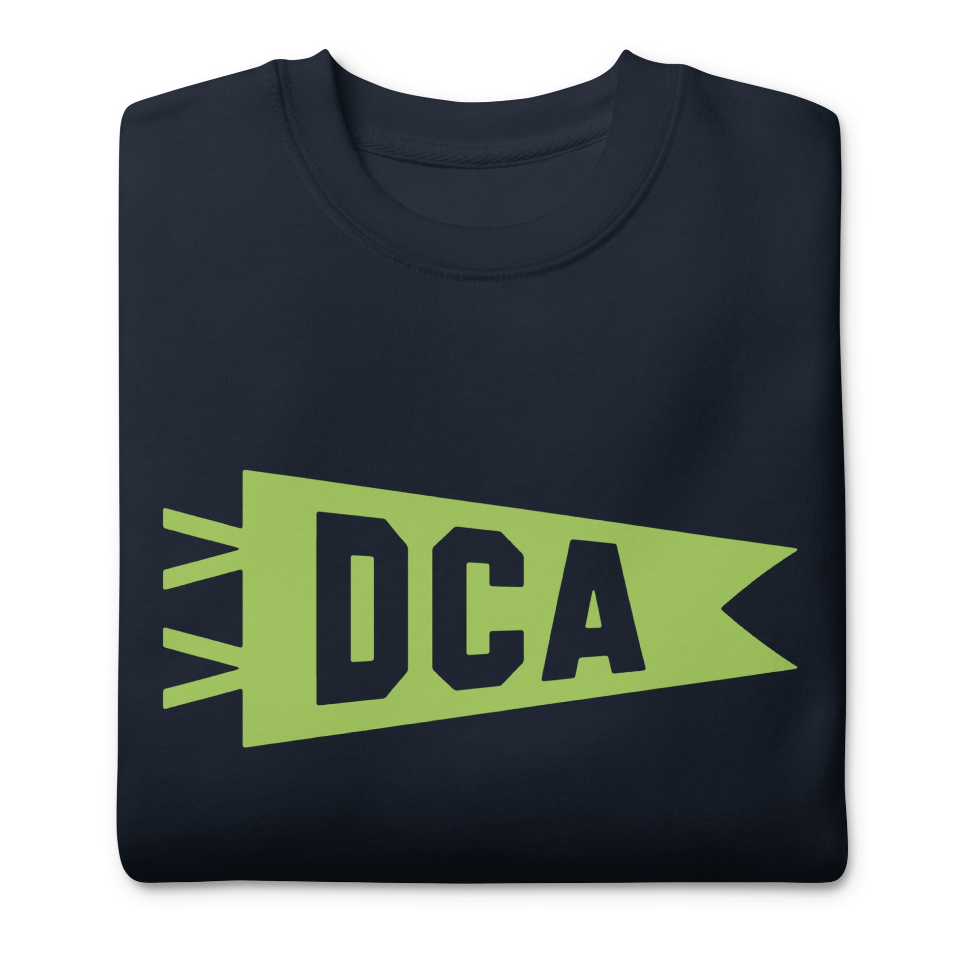Airport Code Premium Sweatshirt - Green Graphic • DCA Washington • YHM Designs - Image 03