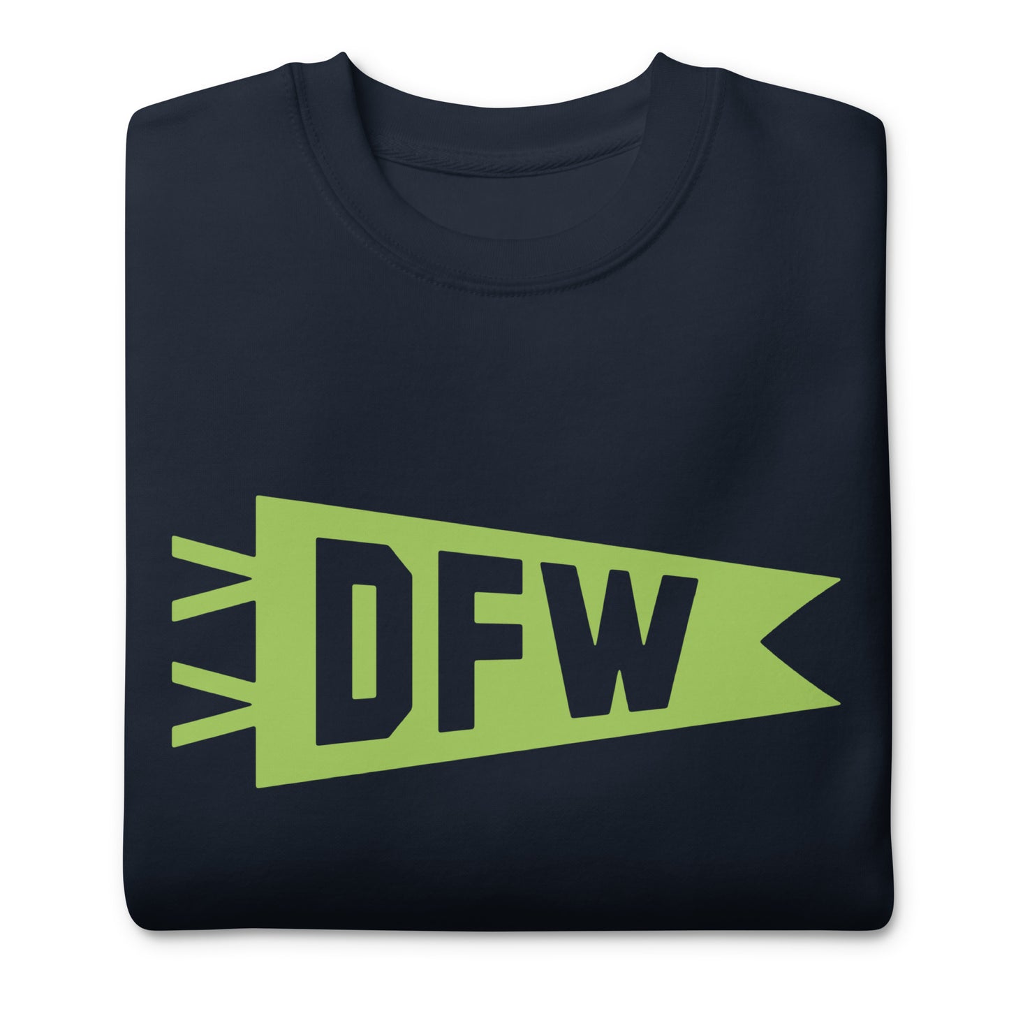 Airport Code Premium Sweatshirt - Green Graphic • DFW Dallas • YHM Designs - Image 03