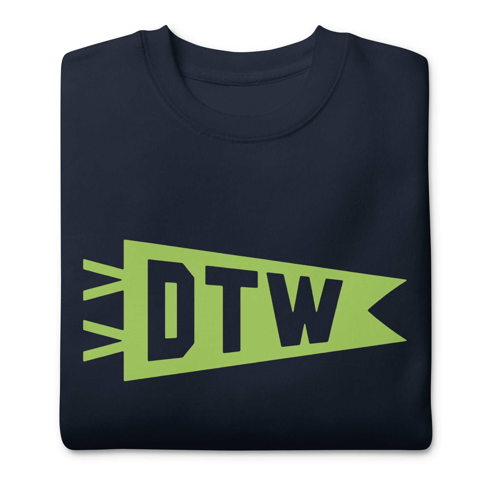 Airport Code Premium Sweatshirt - Green Graphic • DTW Detroit • YHM Designs - Image 03