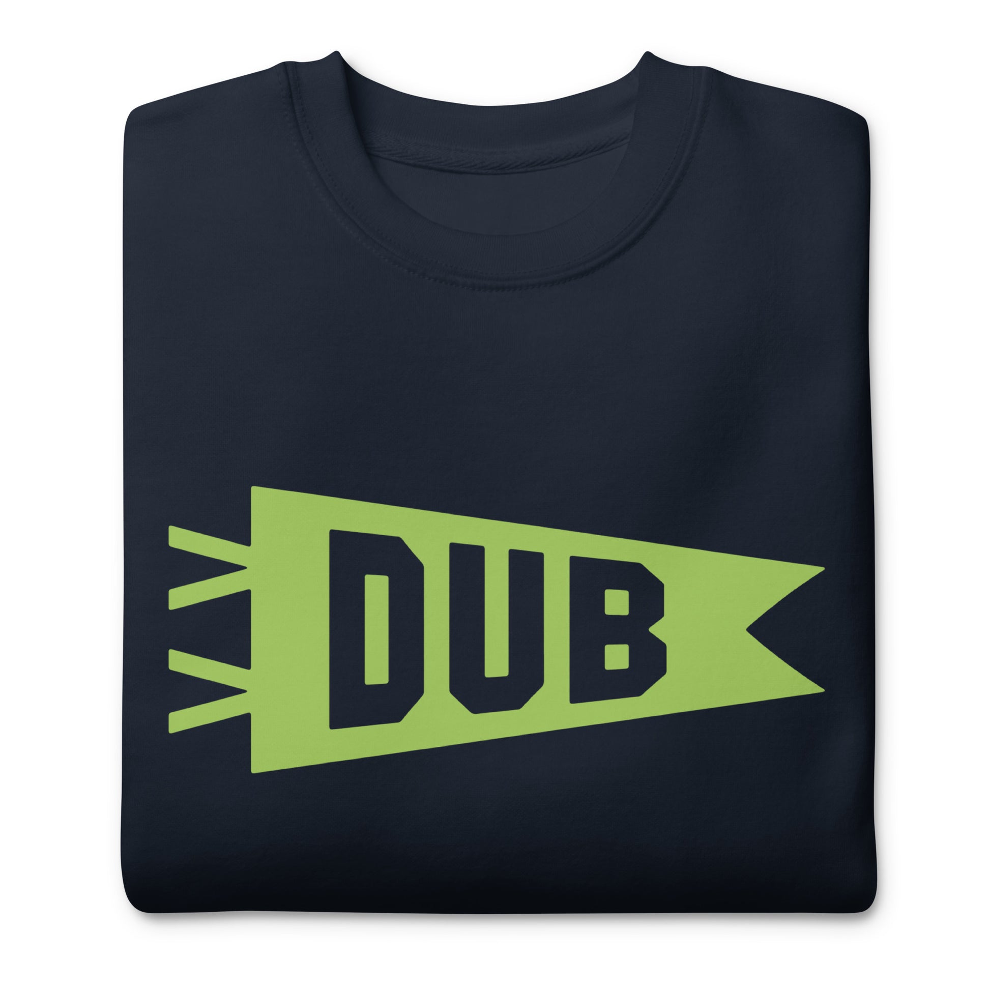 Airport Code Premium Sweatshirt - Green Graphic • DUB Dublin • YHM Designs - Image 03