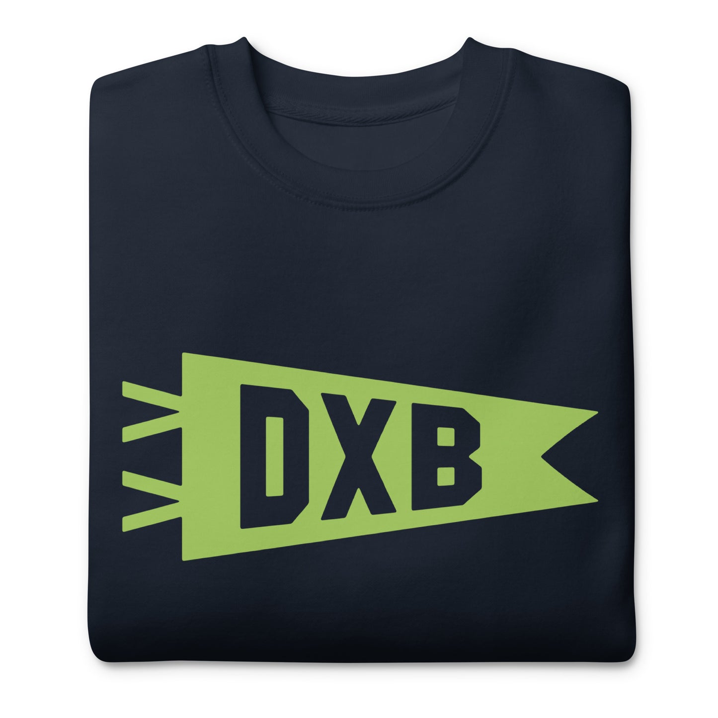 Airport Code Premium Sweatshirt - Green Graphic • DXB Dubai • YHM Designs - Image 03