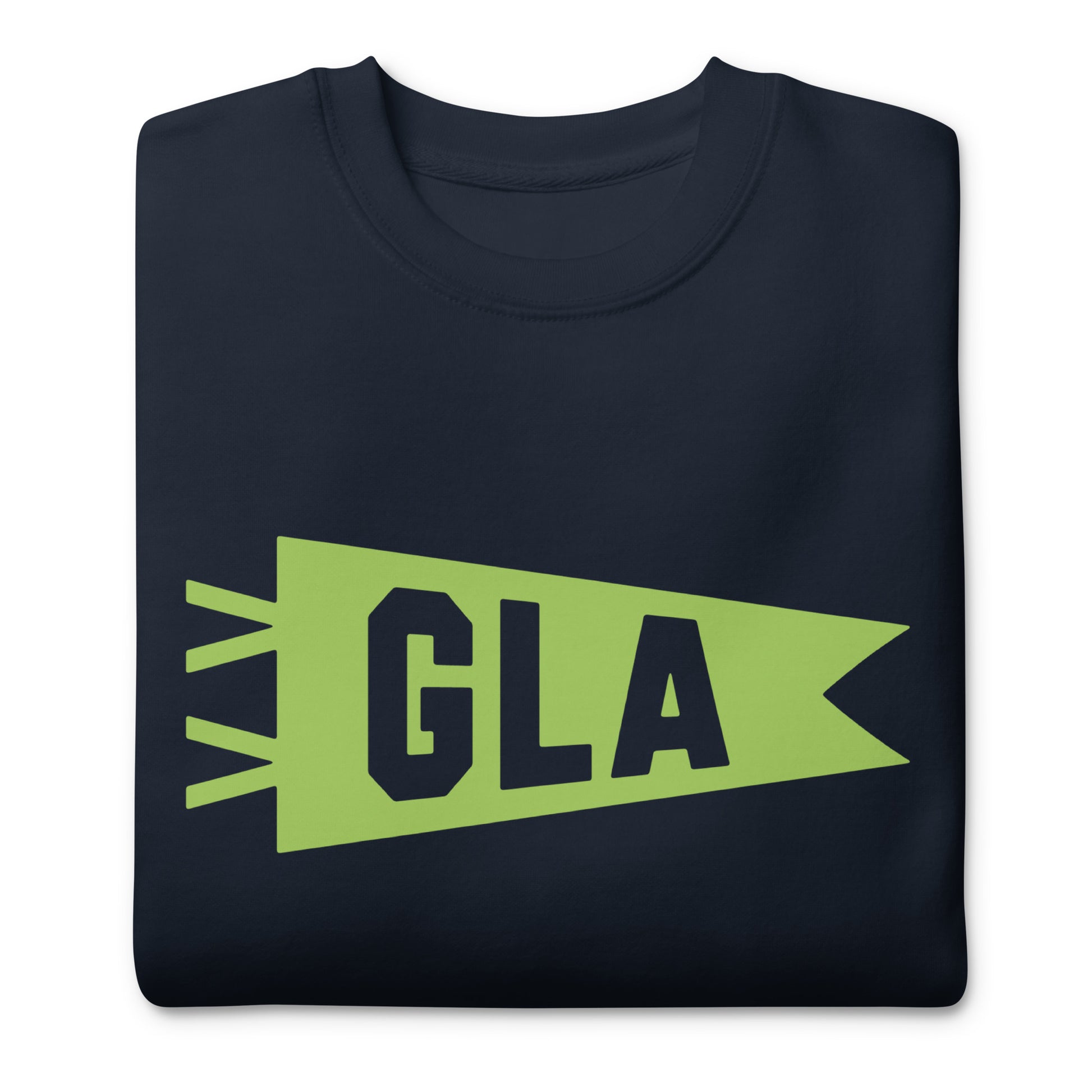 Airport Code Premium Sweatshirt - Green Graphic • GLA Glasgow • YHM Designs - Image 03