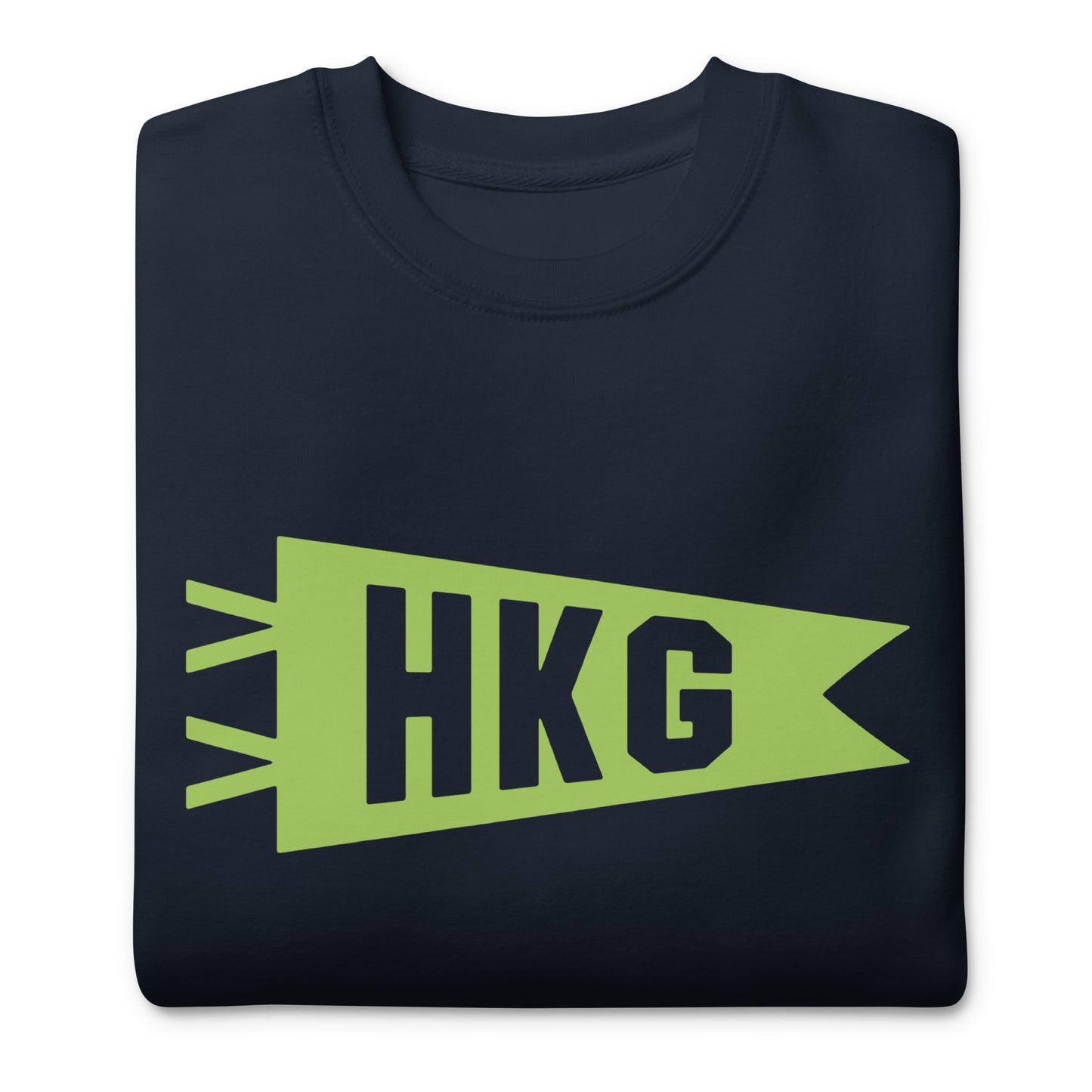 Airport Code Premium Sweatshirt - Green Graphic • HKG Hong Kong • YHM Designs - Image 03