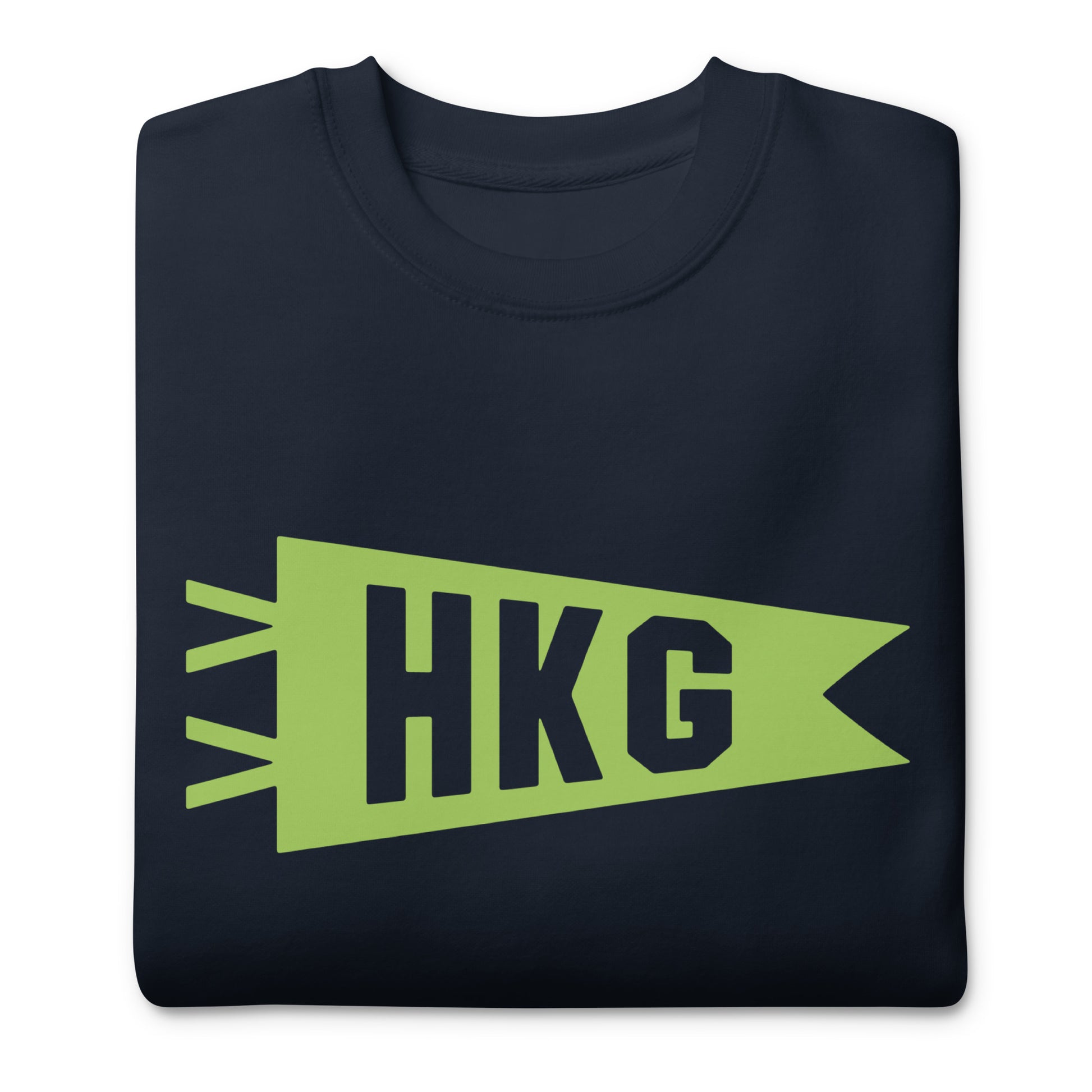 HKG Hong Kong Premium Sweatshirt • Banner Design in Green • YHM Designs - Image 03