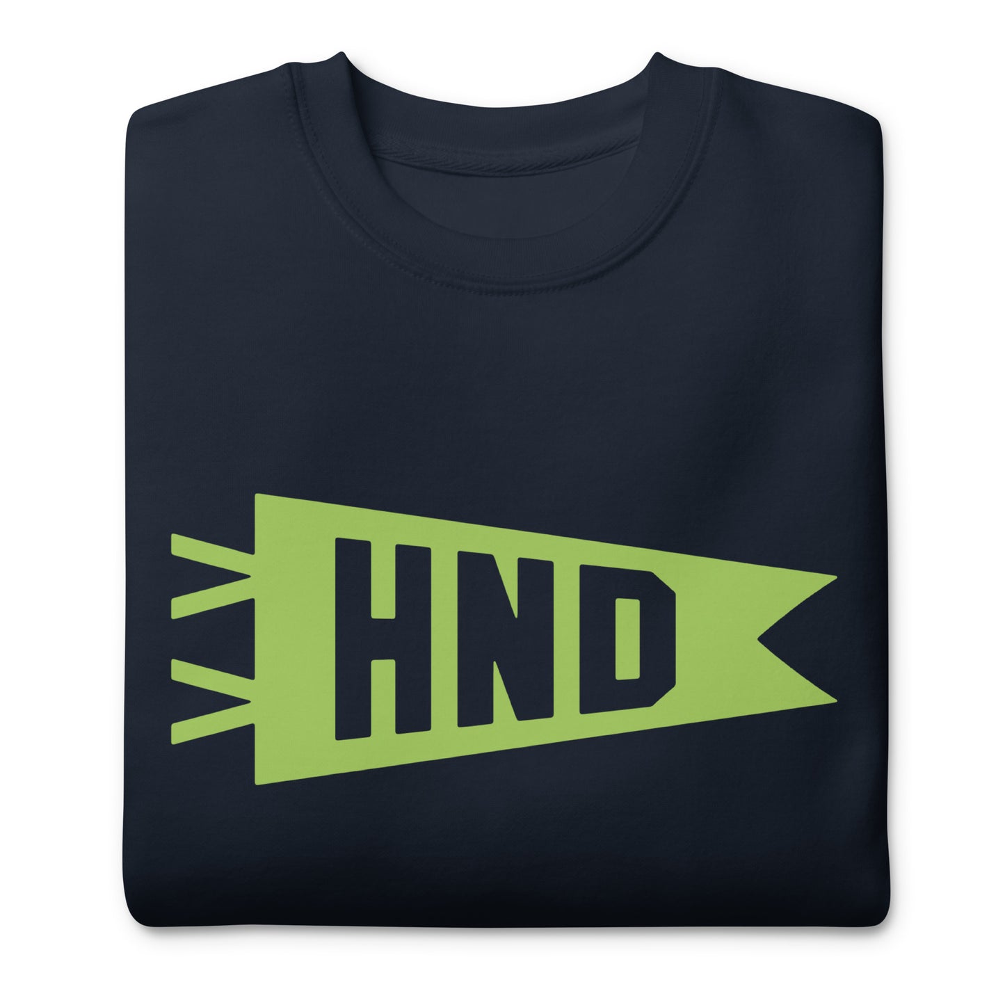 Airport Code Premium Sweatshirt - Green Graphic • HND Tokyo • YHM Designs - Image 03