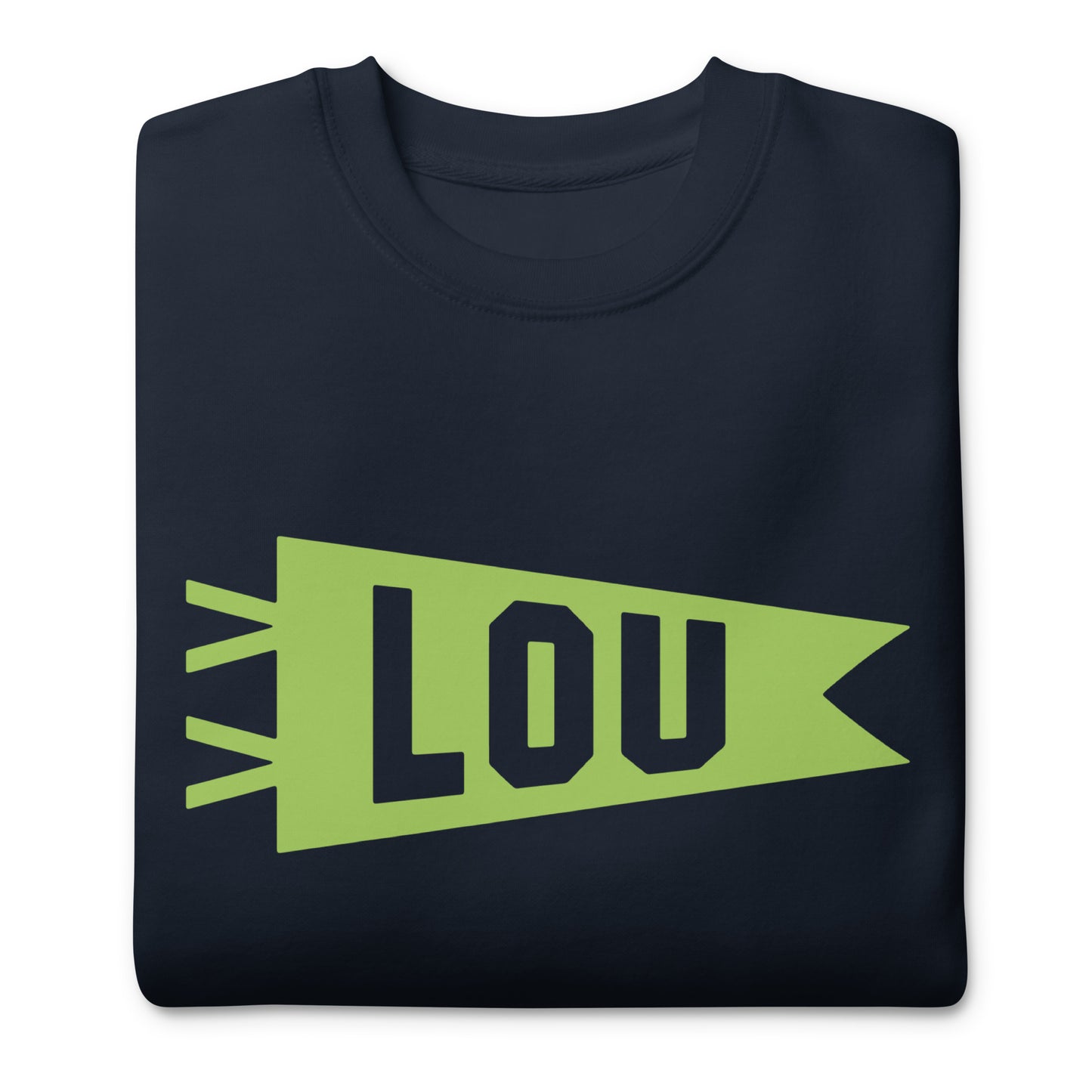 Airport Code Premium Sweatshirt - Green Graphic • LOU Louisville • YHM Designs - Image 03