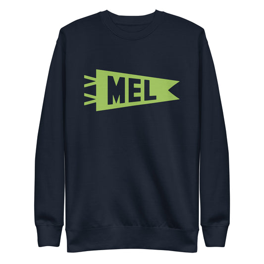 Airport Code Premium Sweatshirt - Green Graphic • MEL Melbourne • YHM Designs - Image 01