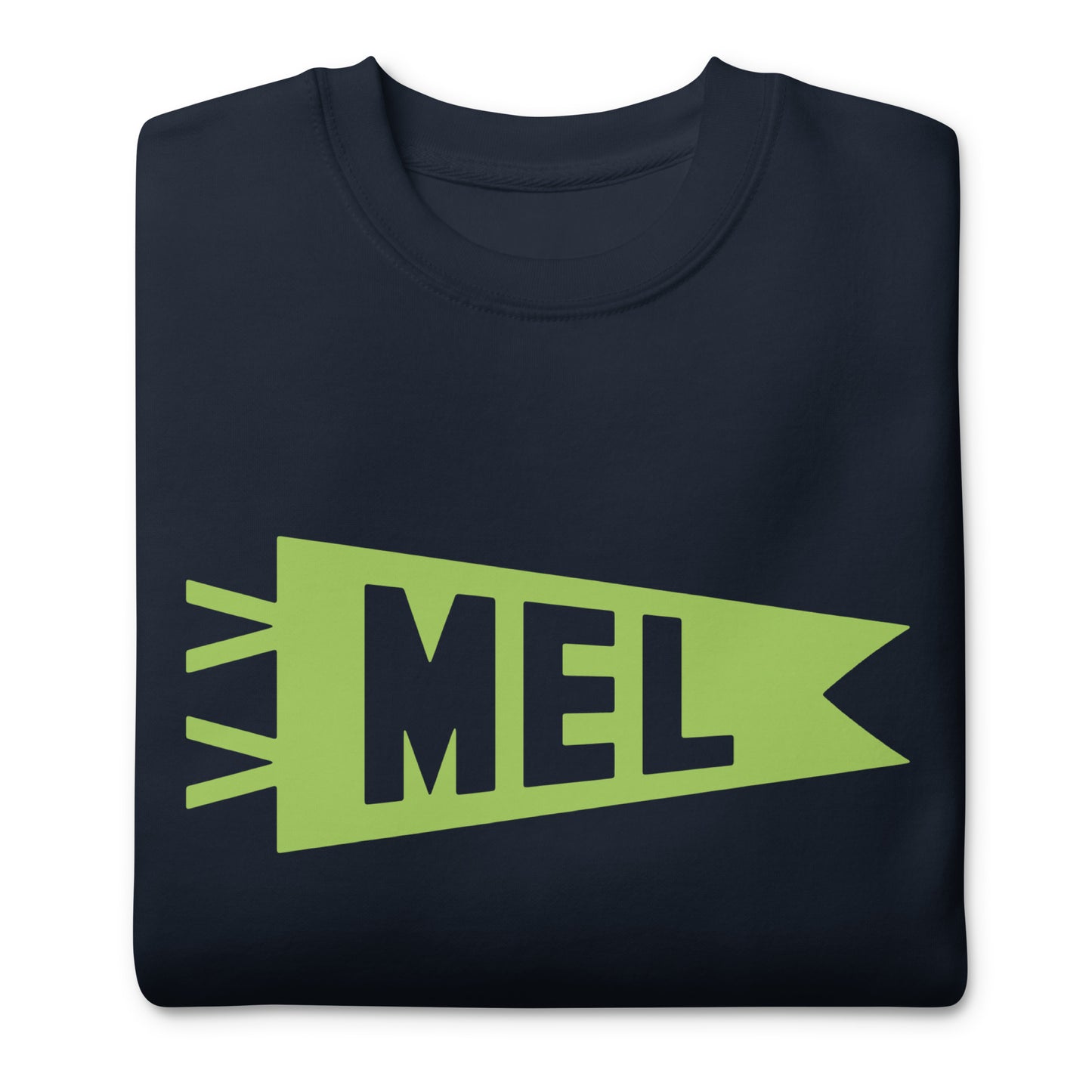 Airport Code Premium Sweatshirt - Green Graphic • MEL Melbourne • YHM Designs - Image 03