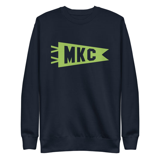 Airport Code Premium Sweatshirt - Green Graphic • MKC Kansas City • YHM Designs - Image 01