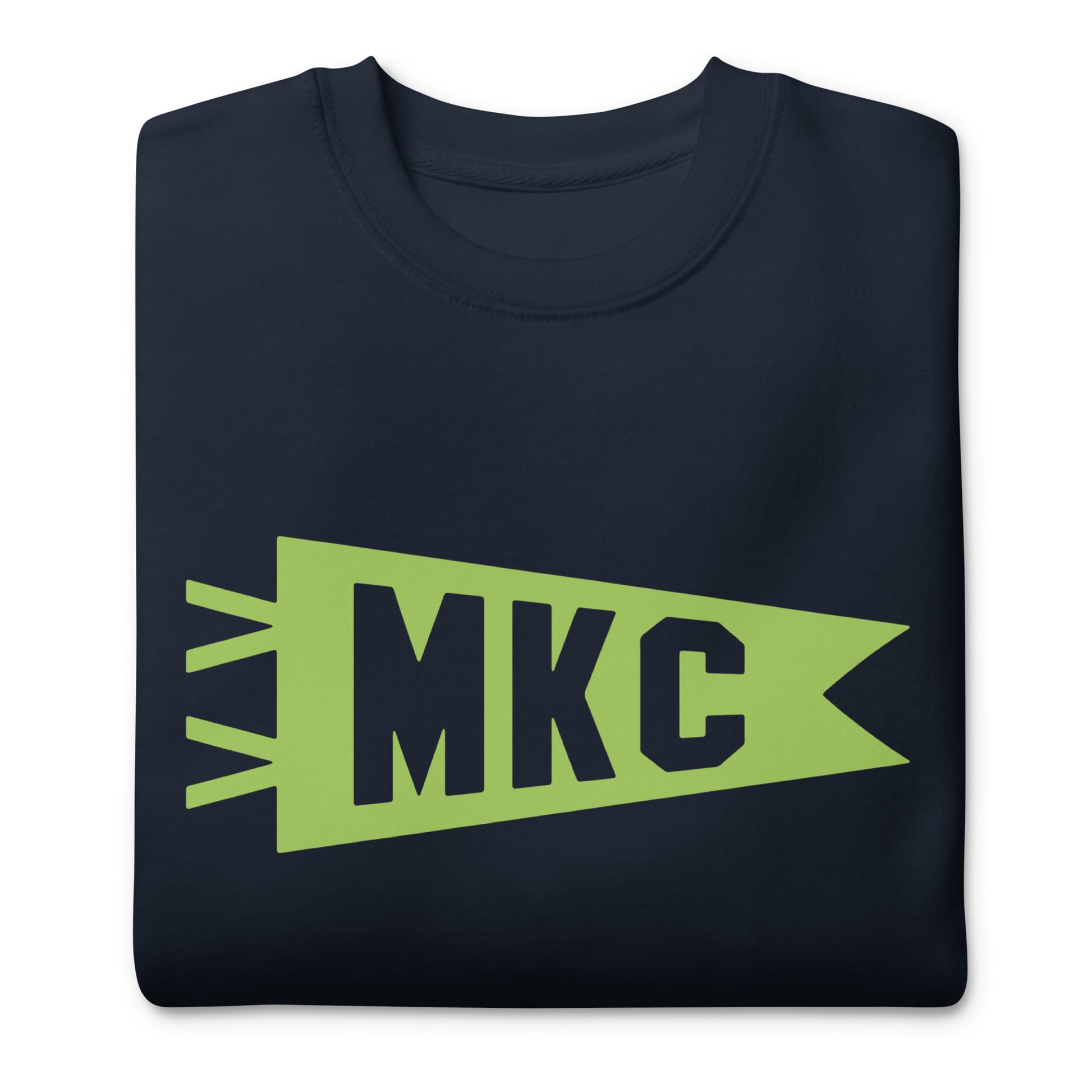Airport Code Premium Sweatshirt - Green Graphic • MKC Kansas City • YHM Designs - Image 03