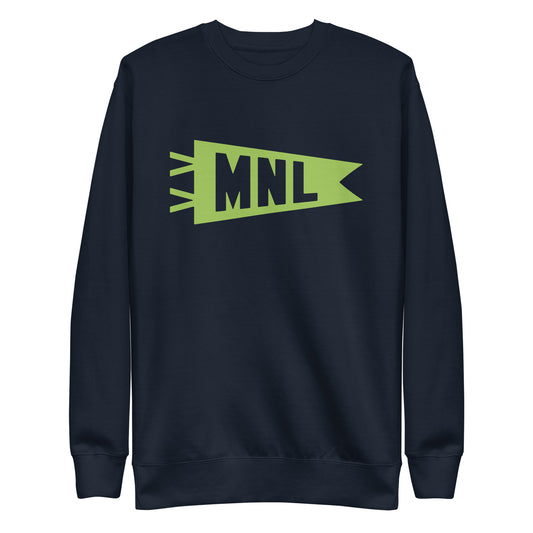 Airport Code Premium Sweatshirt - Green Graphic • MNL Manila • YHM Designs - Image 01