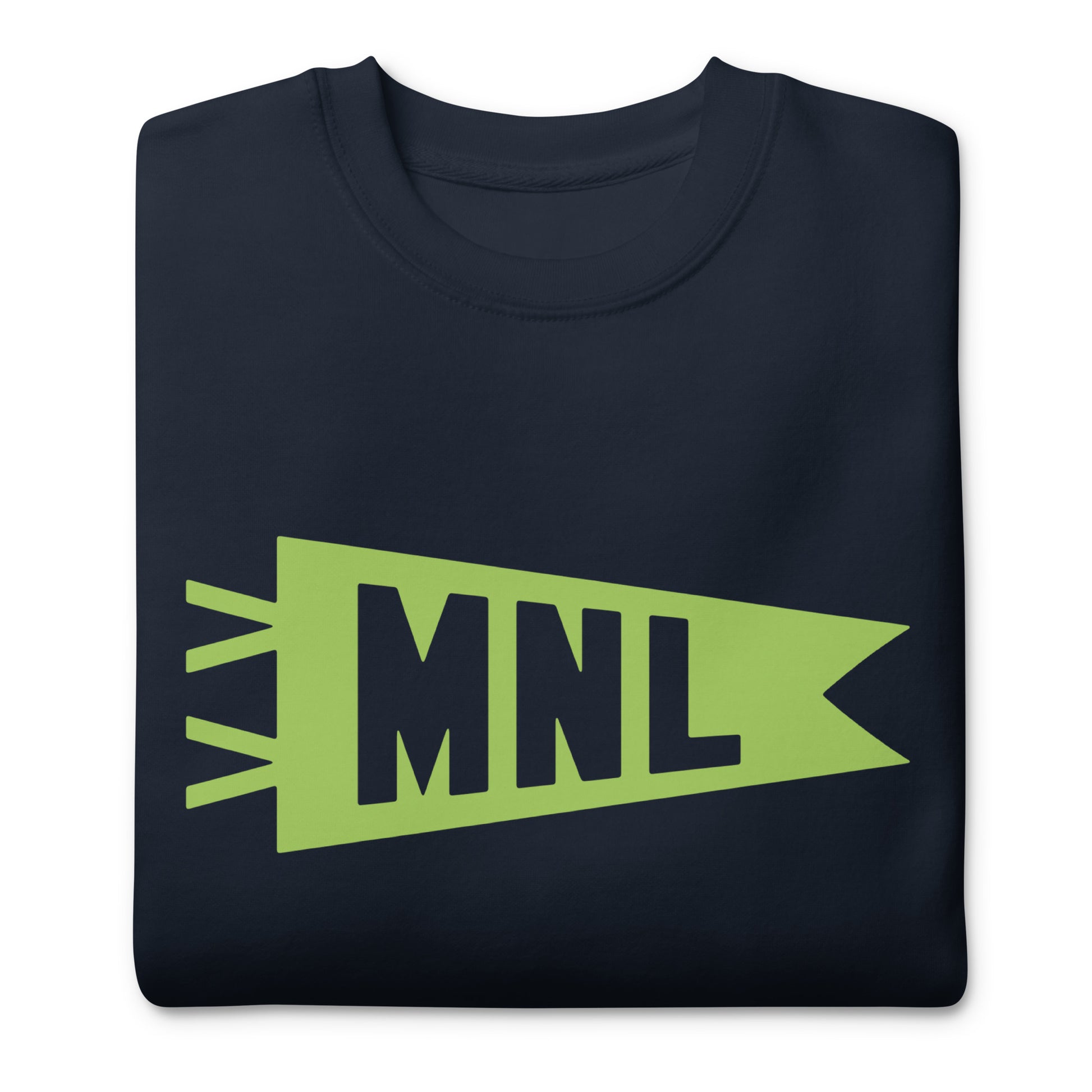 Airport Code Premium Sweatshirt - Green Graphic • MNL Manila • YHM Designs - Image 03
