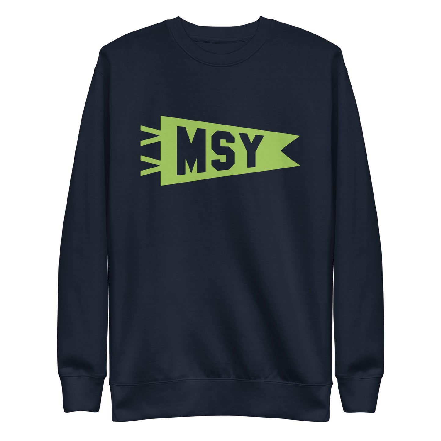 Airport Code Premium Sweatshirt - Green Graphic • MSY New Orleans • YHM Designs - Image 01