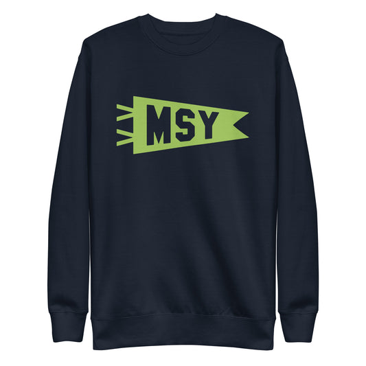 Airport Code Premium Sweatshirt - Green Graphic • MSY New Orleans • YHM Designs - Image 01