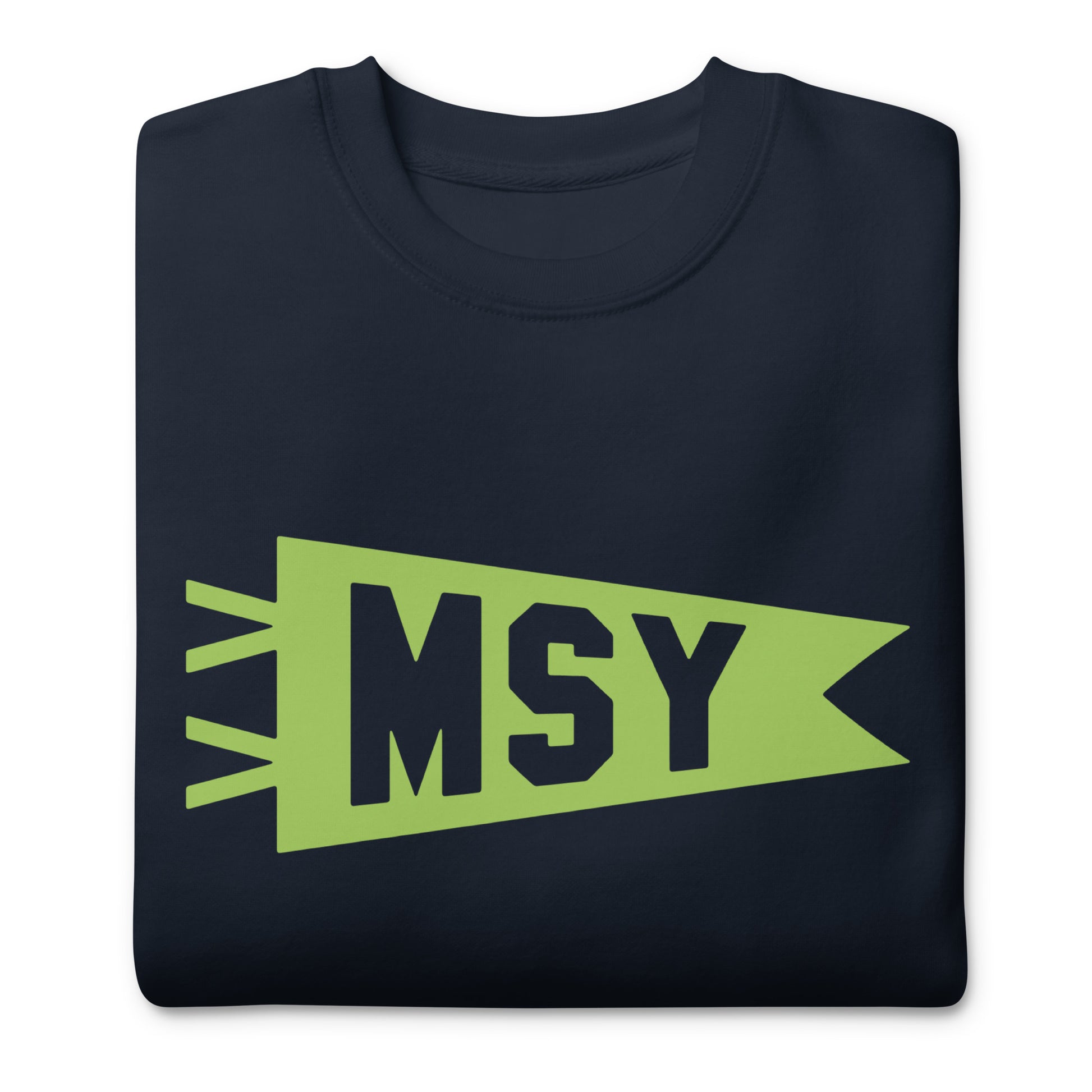 Airport Code Premium Sweatshirt - Green Graphic • MSY New Orleans • YHM Designs - Image 03