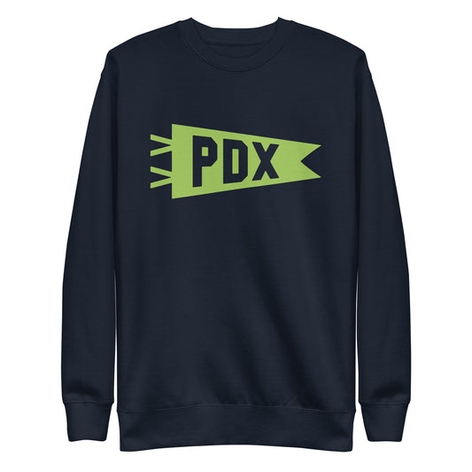 Airport Code Premium Sweatshirt - Green Graphic • PDX Portland • YHM Designs - Image 01