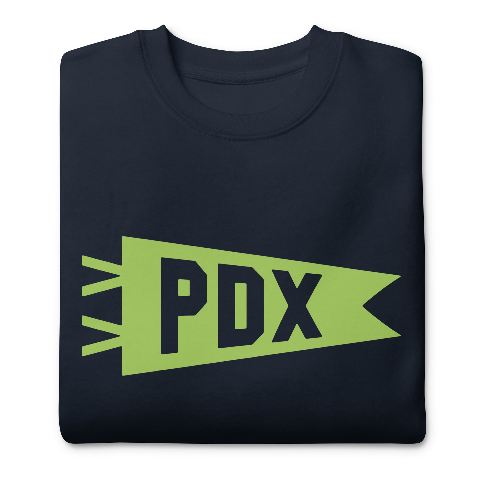 Airport Code Premium Sweatshirt - Green Graphic • PDX Portland • YHM Designs - Image 03