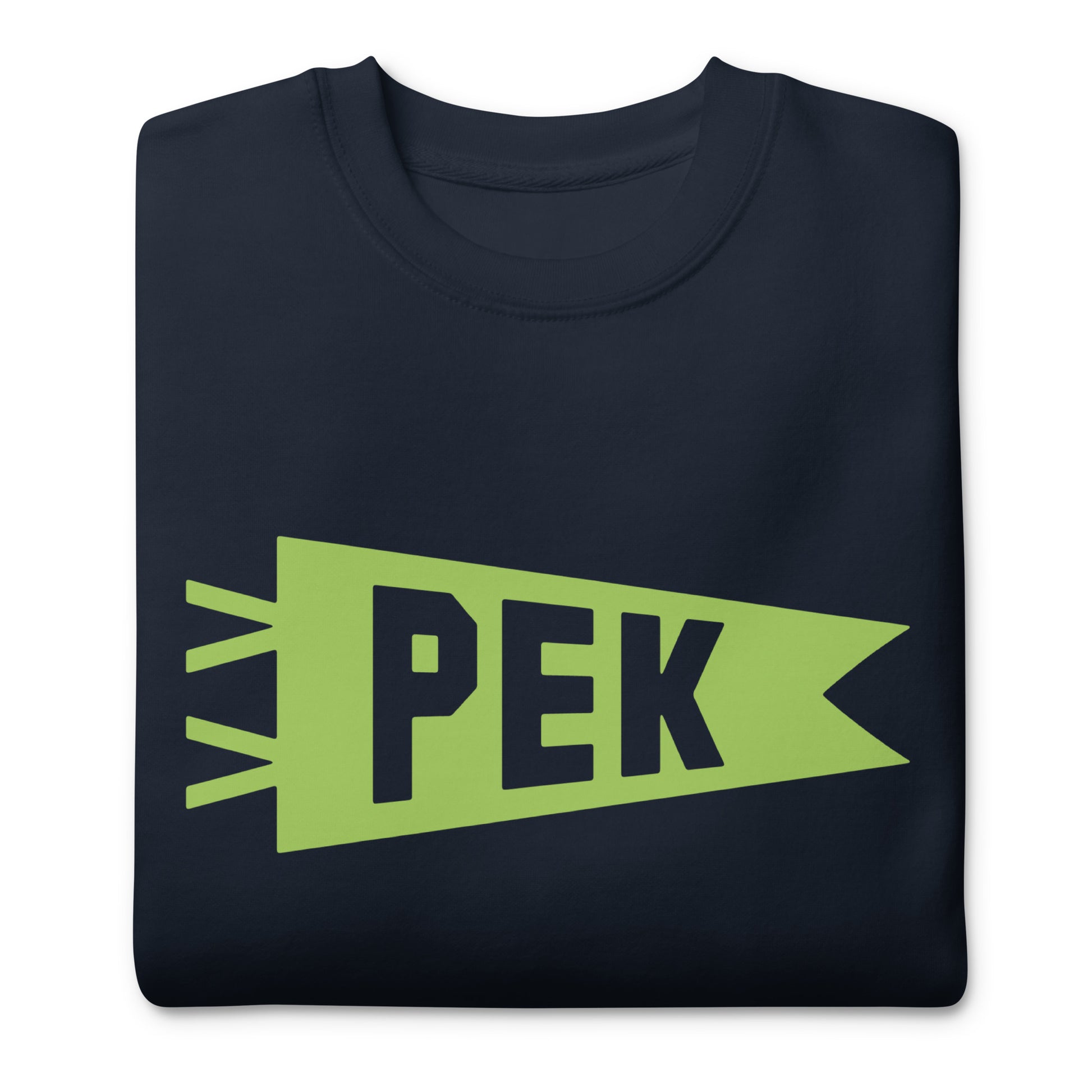 Airport Code Premium Sweatshirt - Green Graphic • PEK Beijing • YHM Designs - Image 03