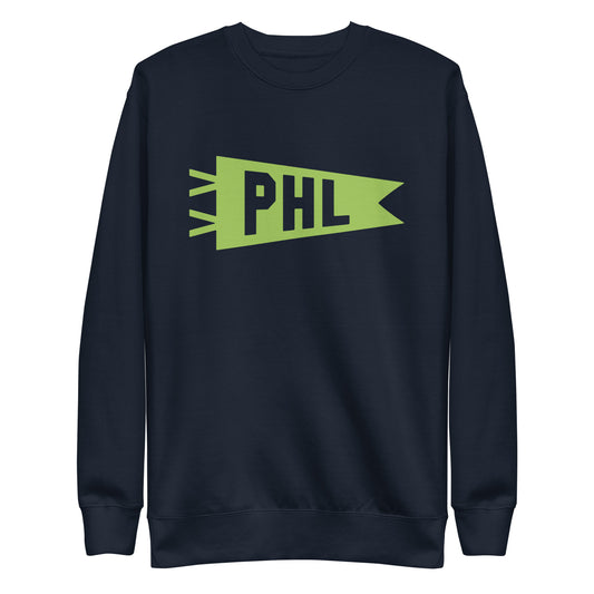 Airport Code Premium Sweatshirt - Green Graphic • PHL Philadelphia • YHM Designs - Image 01